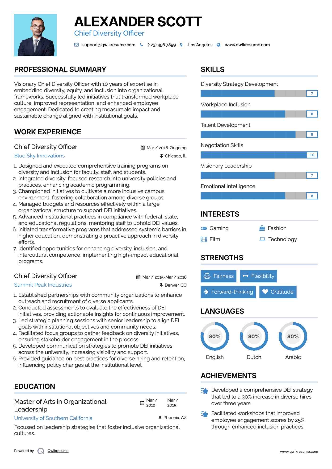 Chief Diversity Officer Resume Template