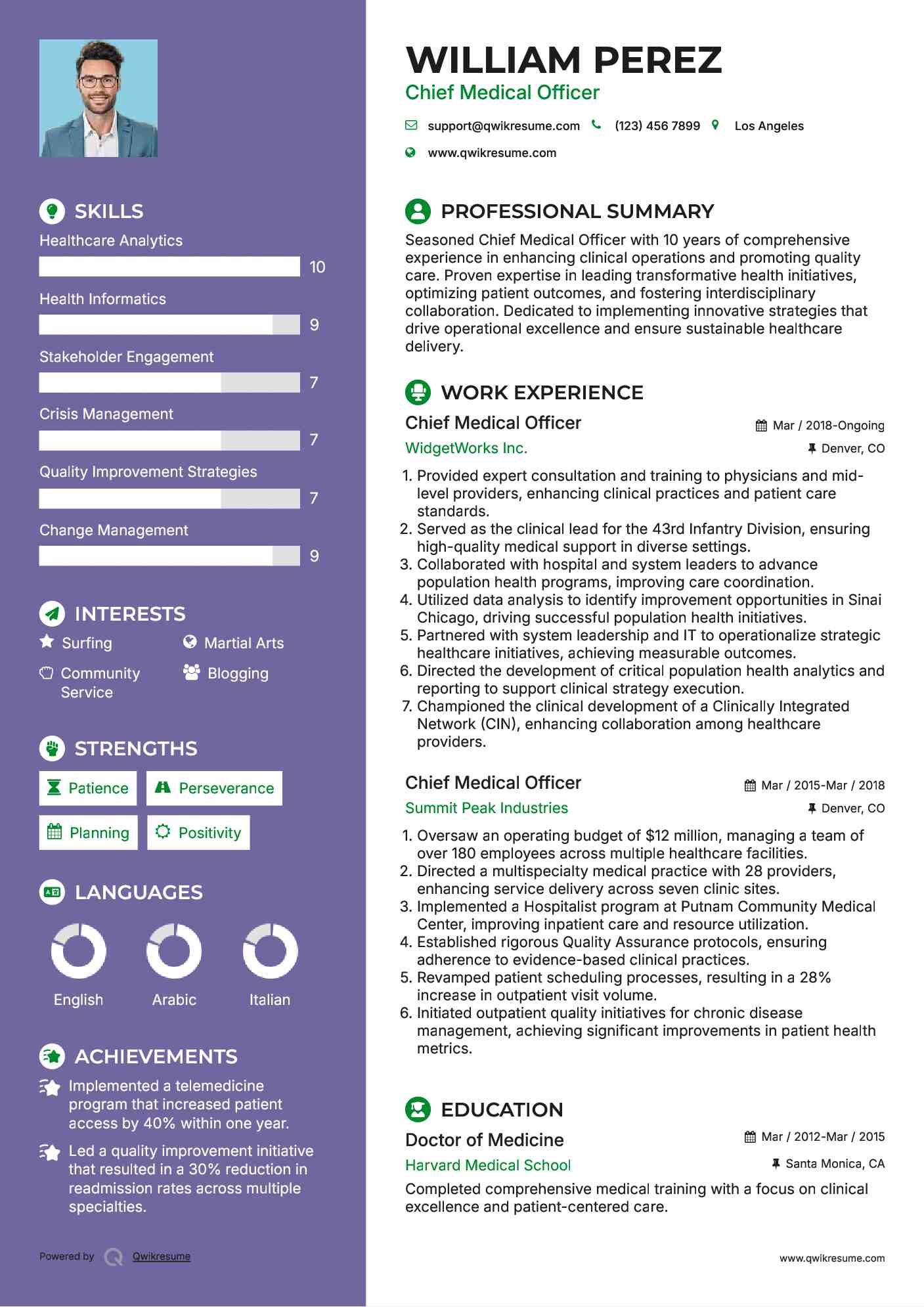 Chief Medical Officer Resume Template