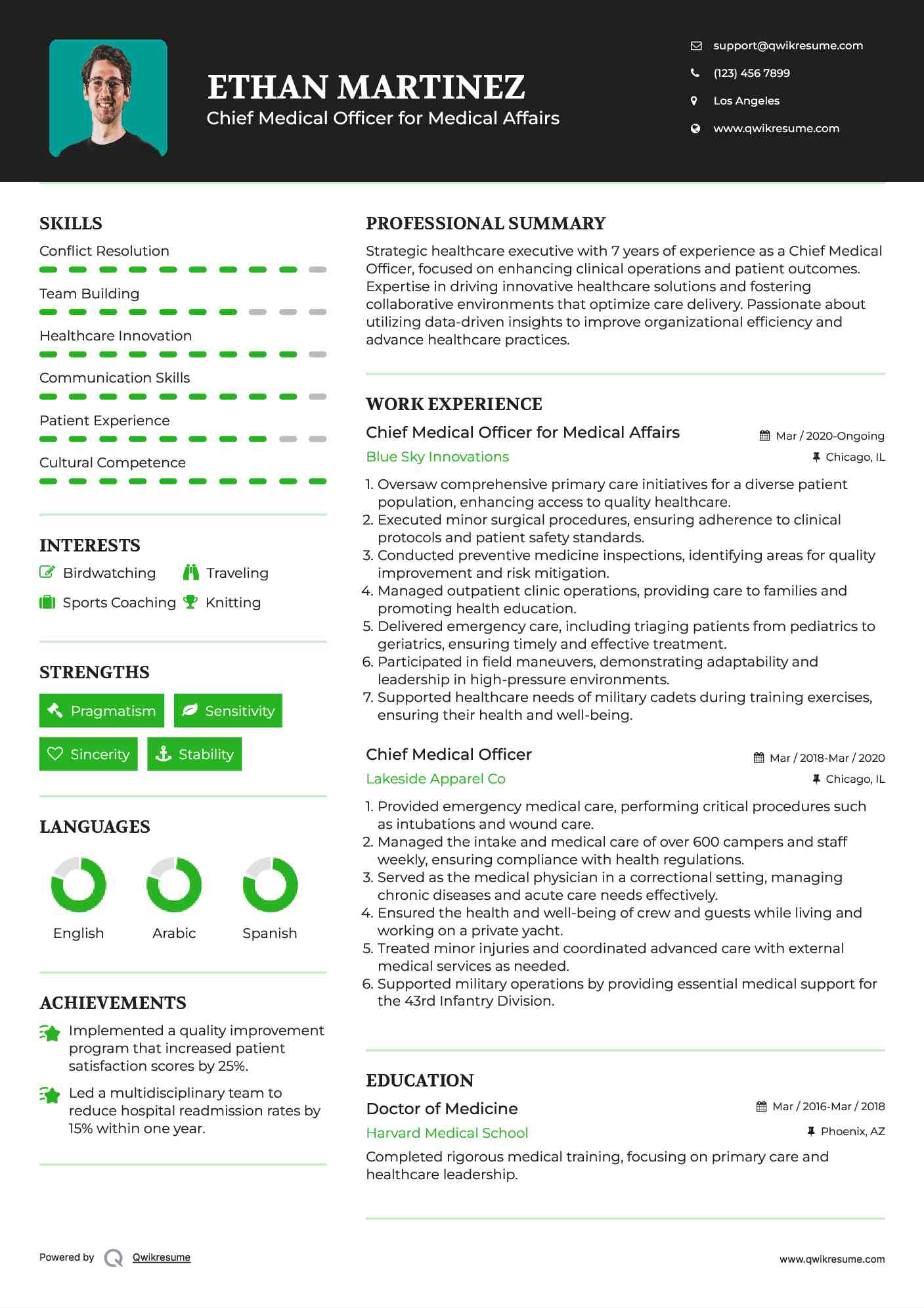 Chief Medical Officer for Medical Affairs Resume Template