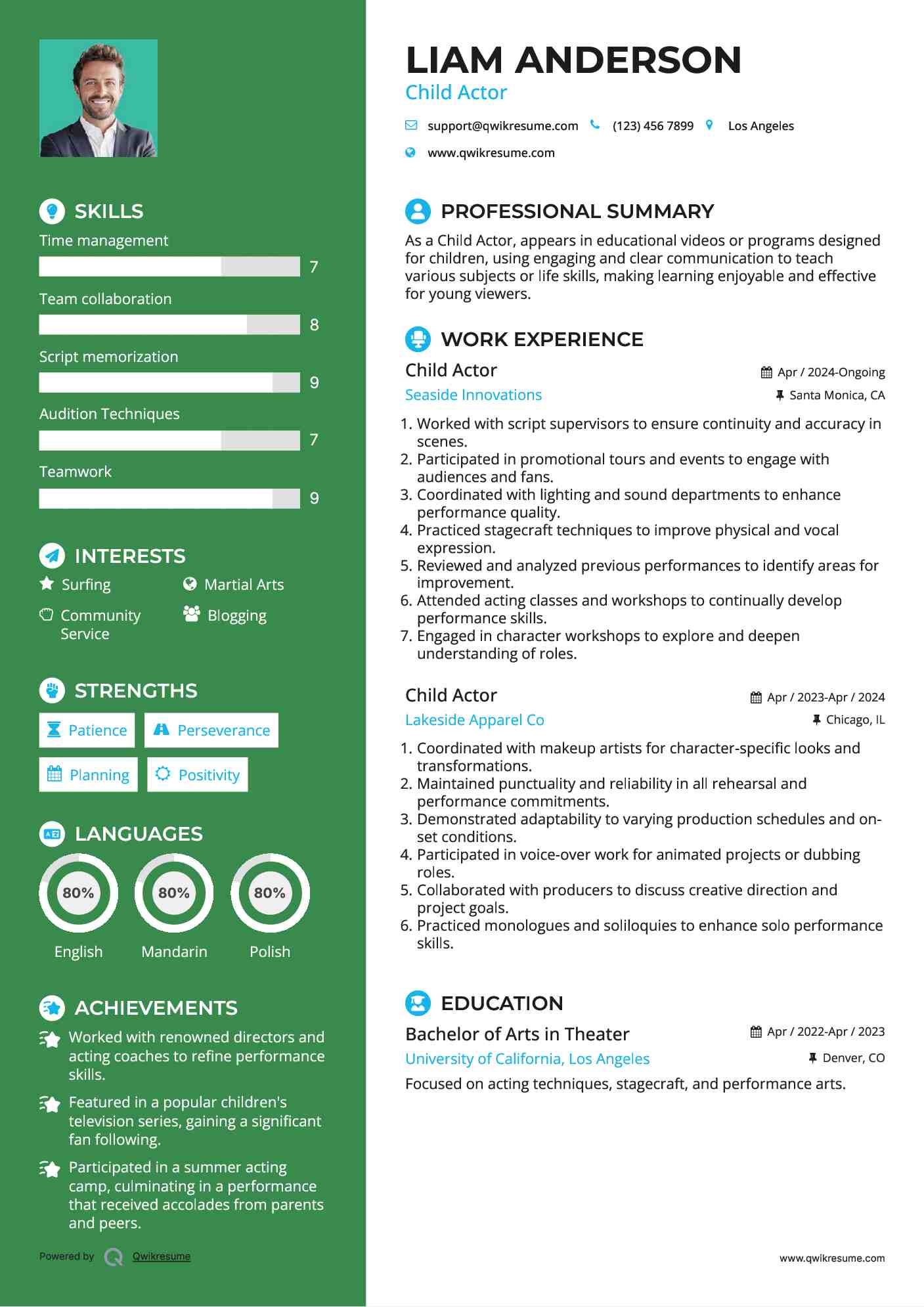 Child Actor Resume Template