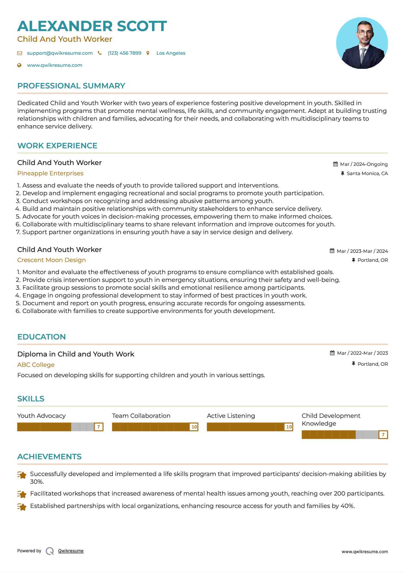 Child And Youth Worker Resume Format