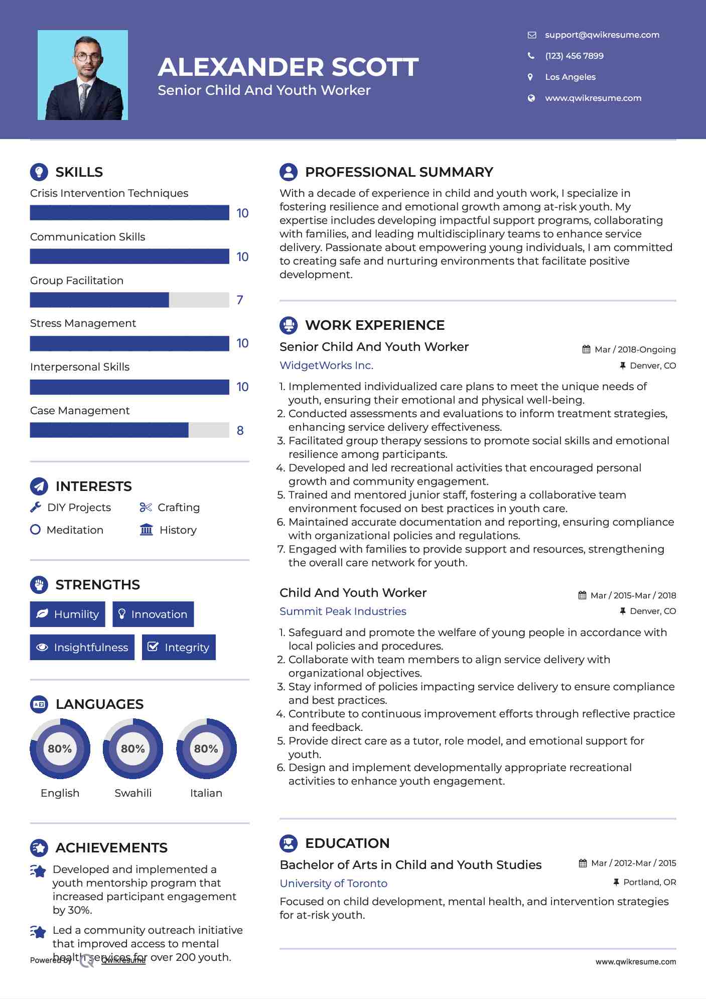 Senior Child And Youth Worker Resume Template