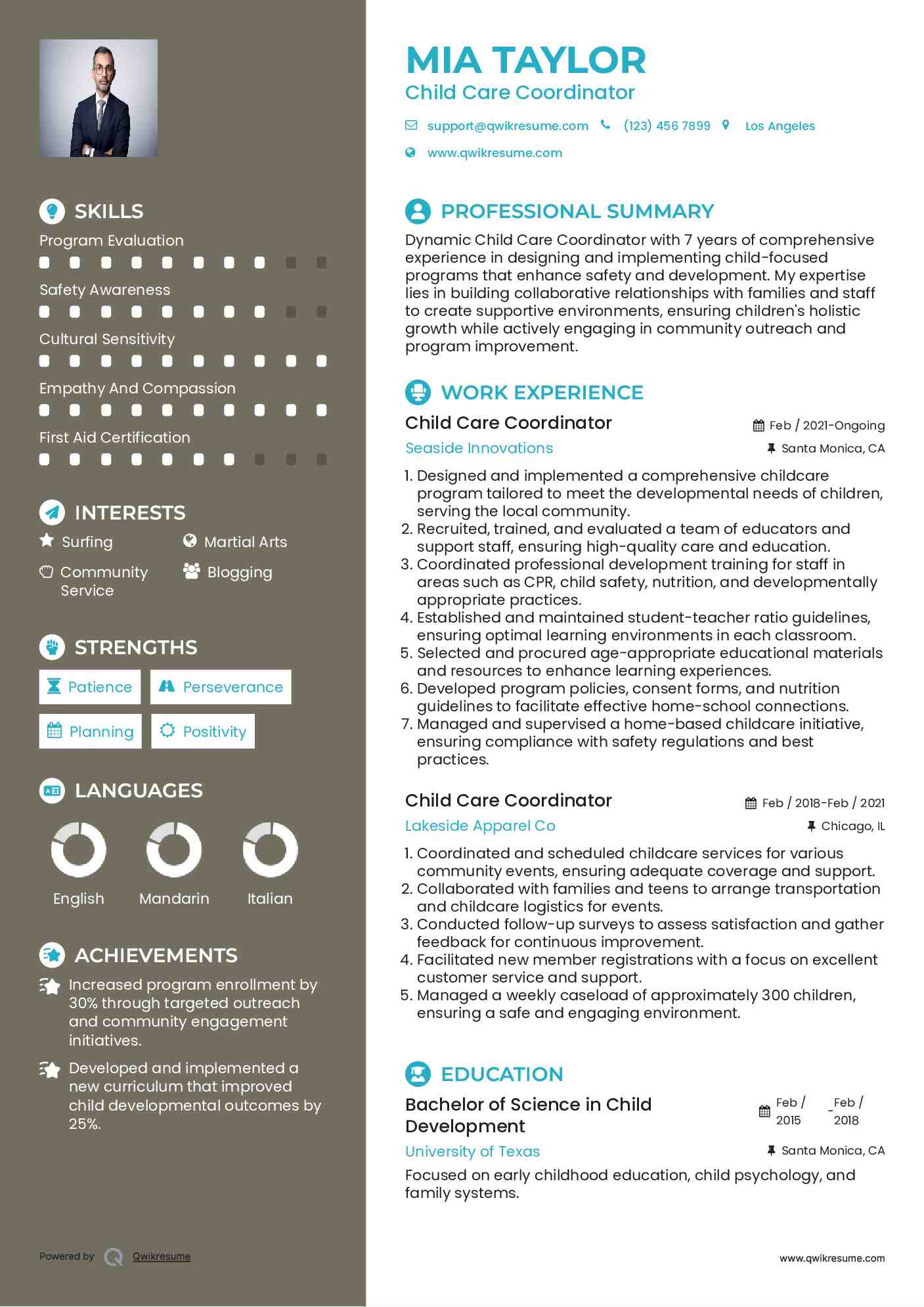 Child Care Coordinator Resume Format