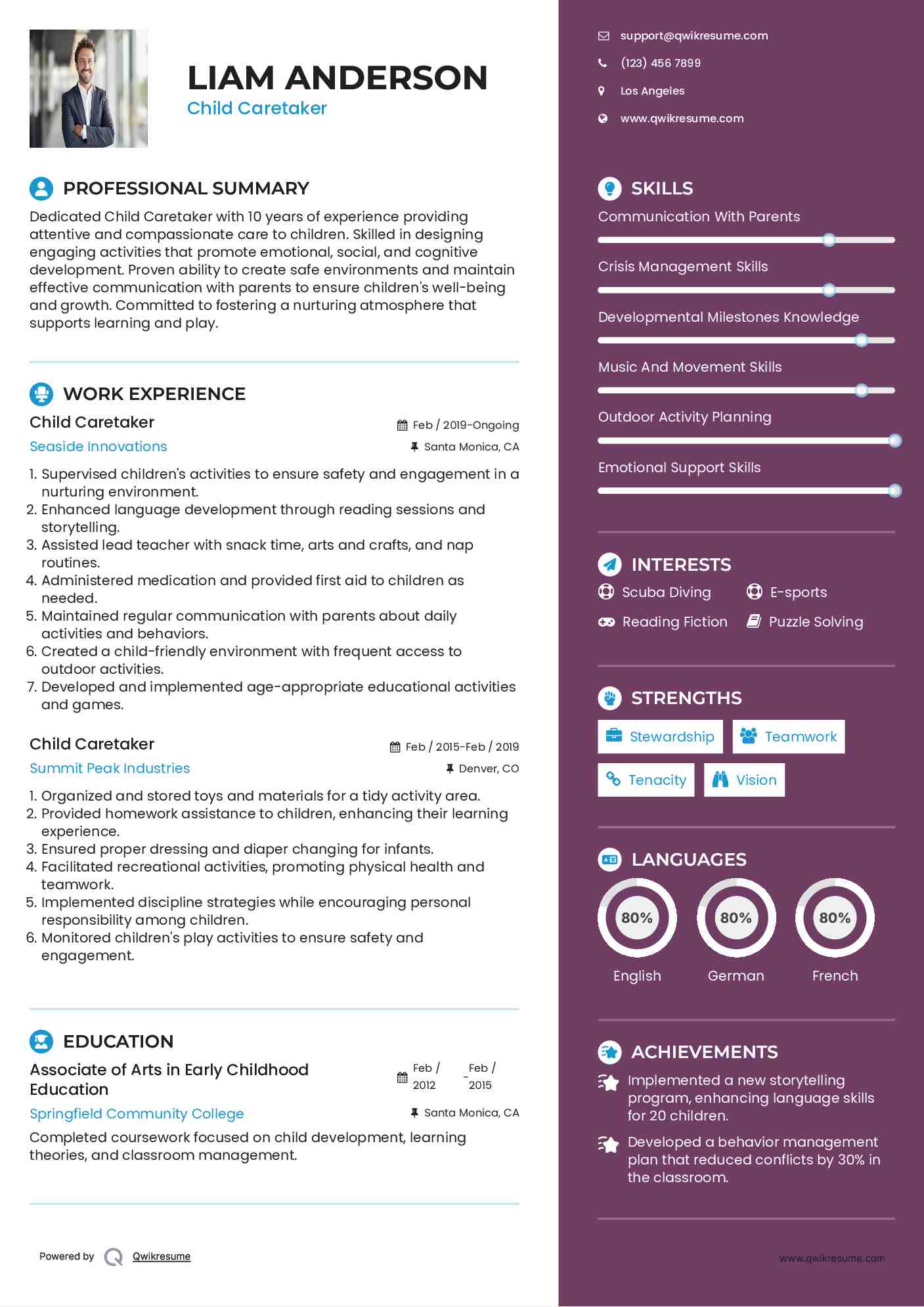 10 Child Caretaker Resume Samples - Child Caretaker 1579151024 Pdf 