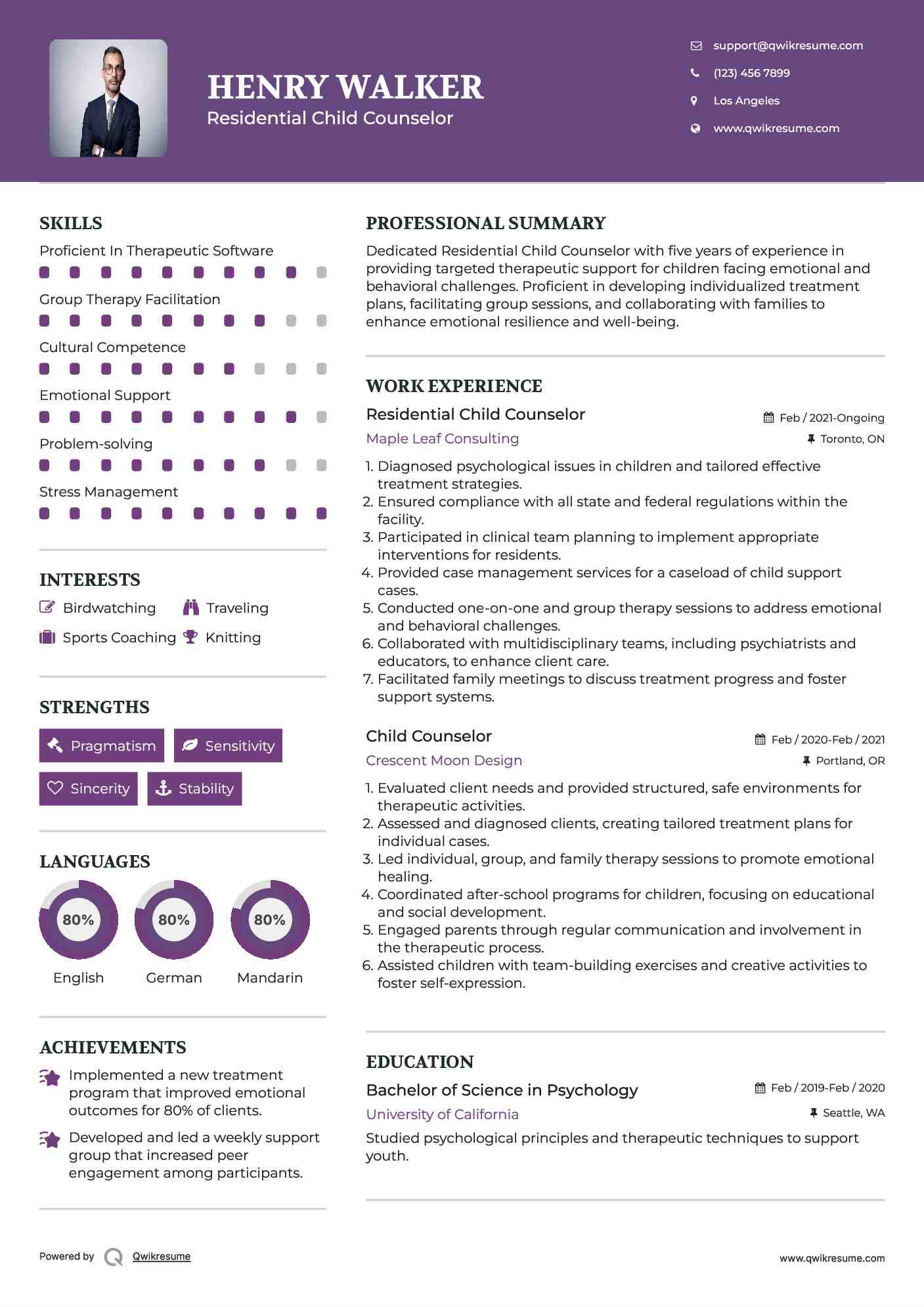 Residential Child Counselor Resume Format