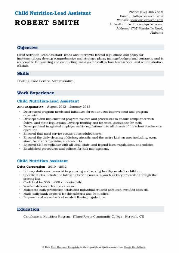 Child Nutrition Services Assistant Job Description Besto Blog