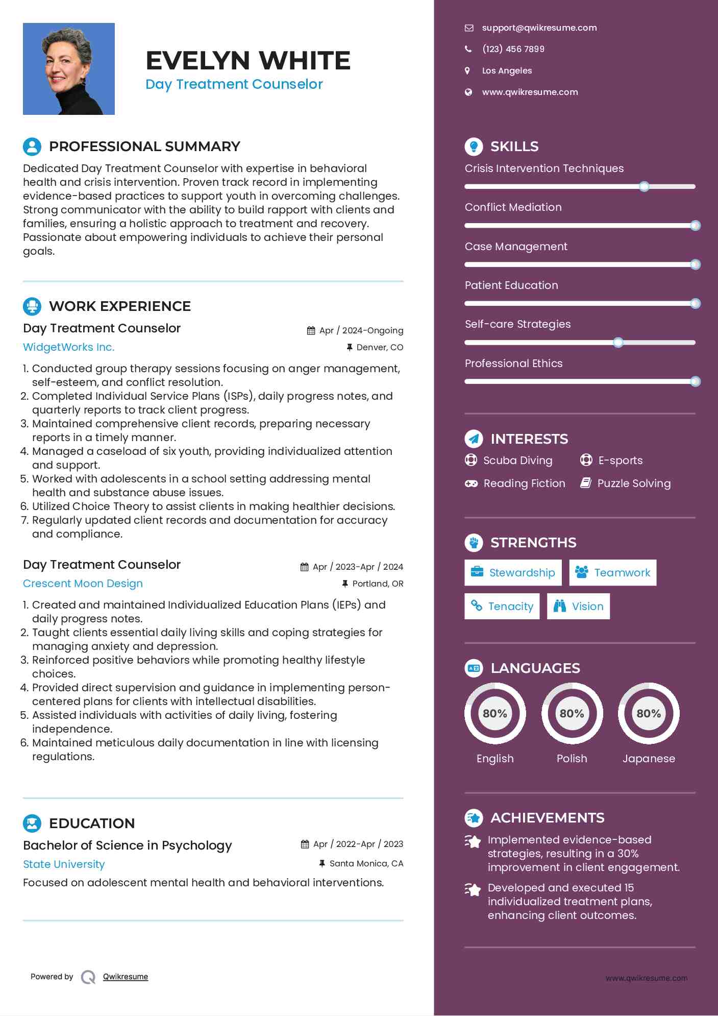 Day Treatment Counselor Resume Format