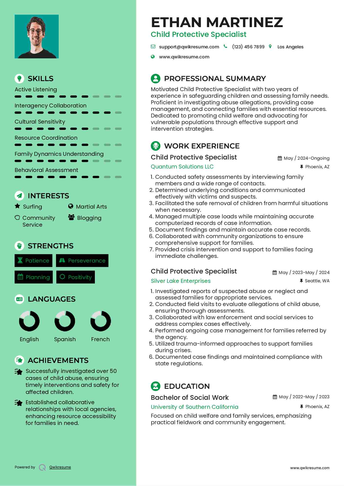 Child Protective Specialist Resume Format