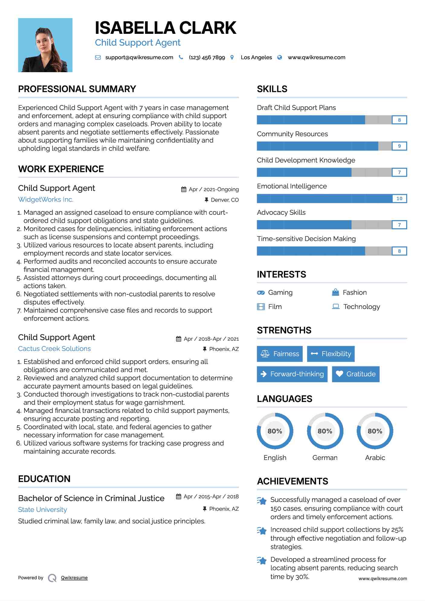 Child Support Agent Resume Format