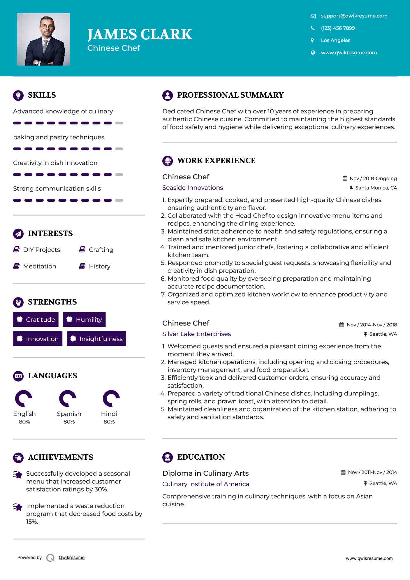 Chinese Chef Resume Template
