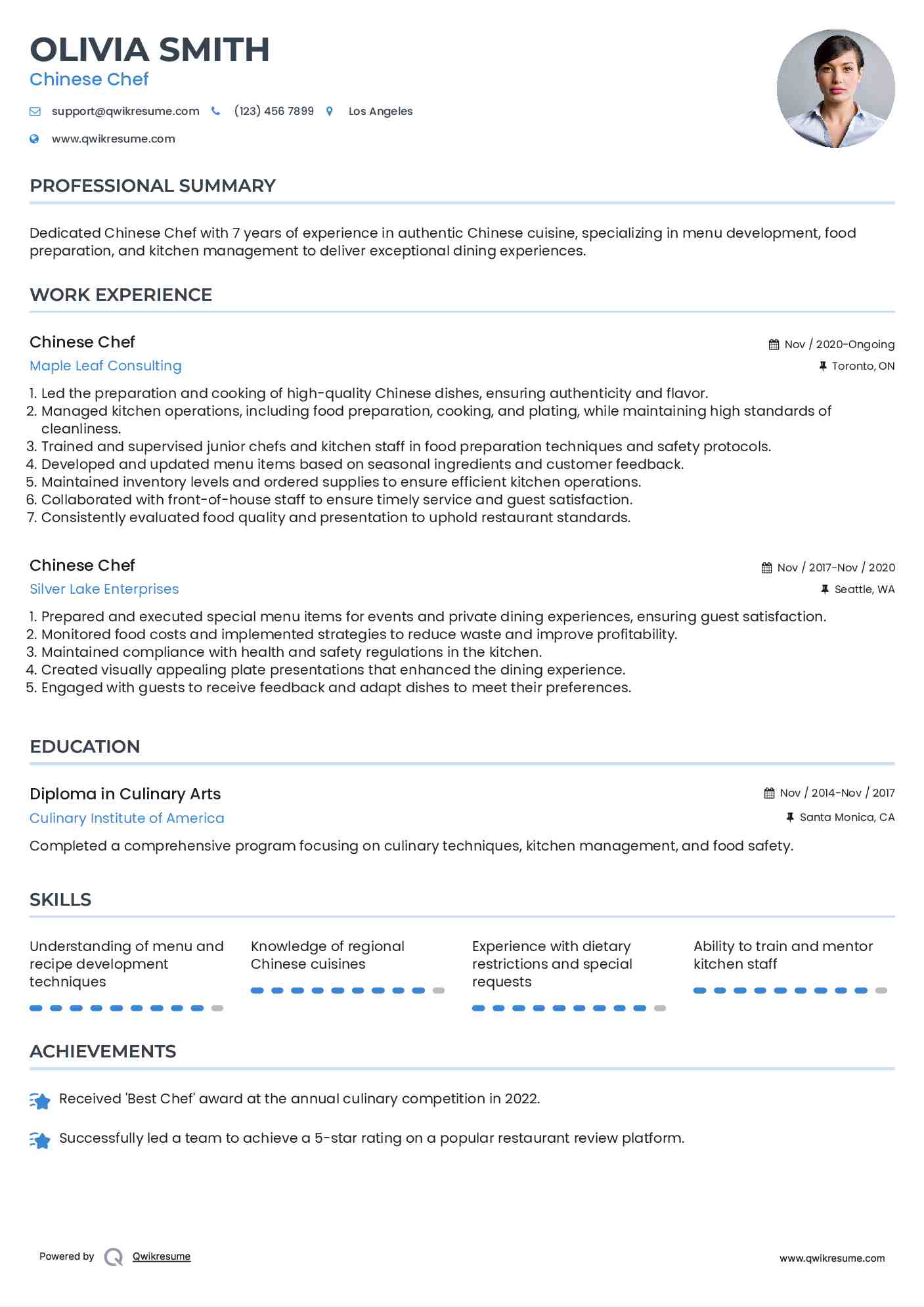 Chinese Chef Resume Model