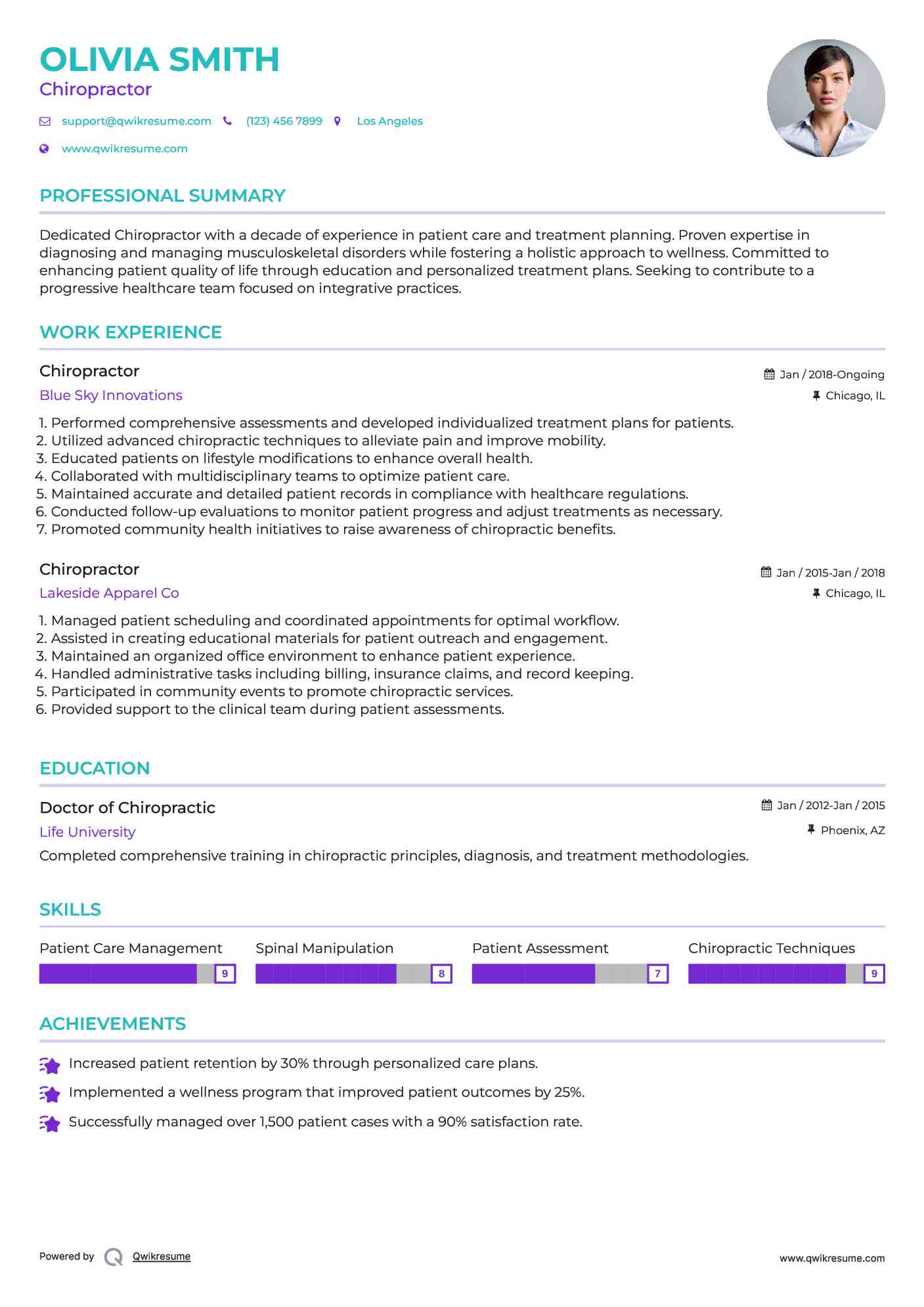 Chiropractor Resume Format
