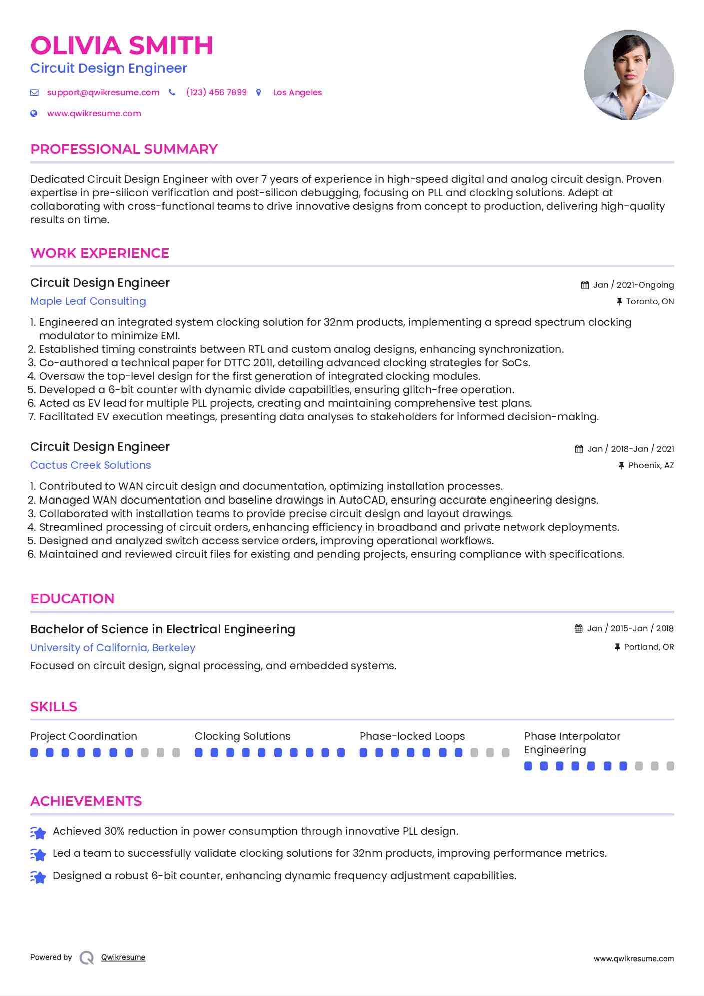 Circuit Design Engineer Resume Samples QwikResume