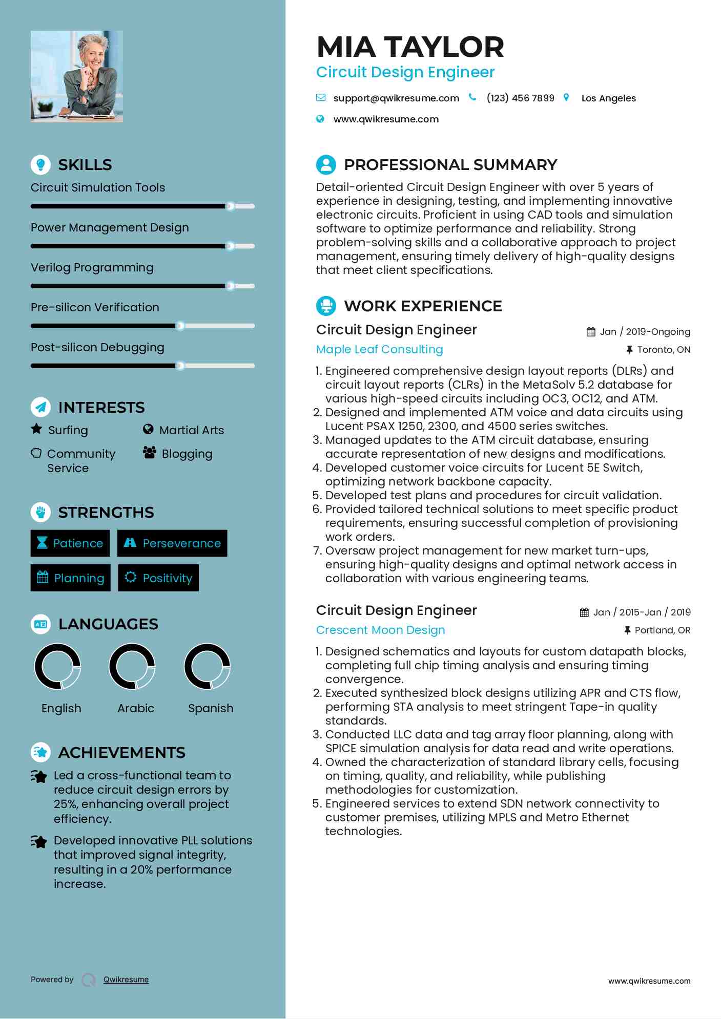 Circuit Design Engineer Resume Samples QwikResume
