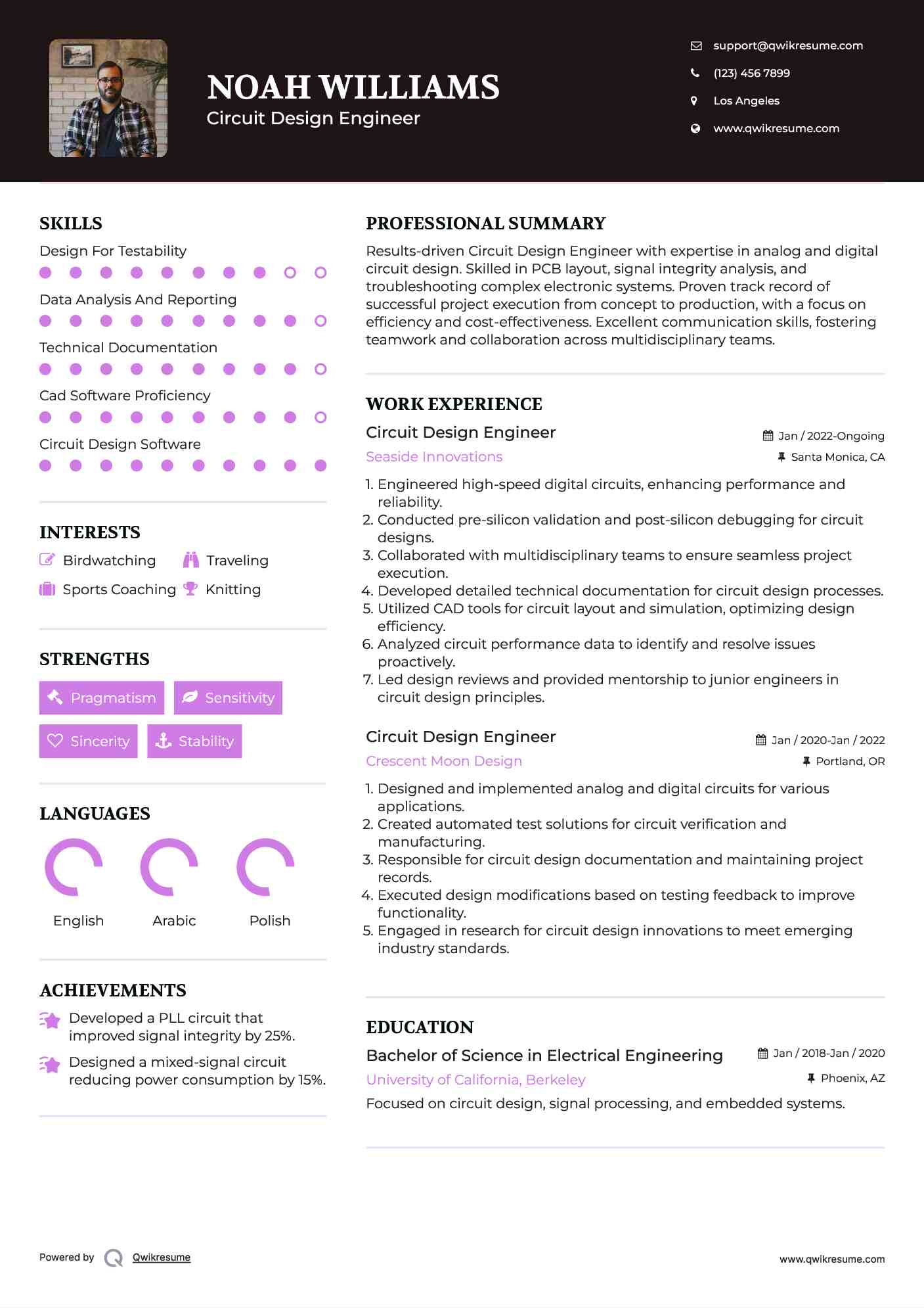 Circuit Design Engineer Resume Samples QwikResume