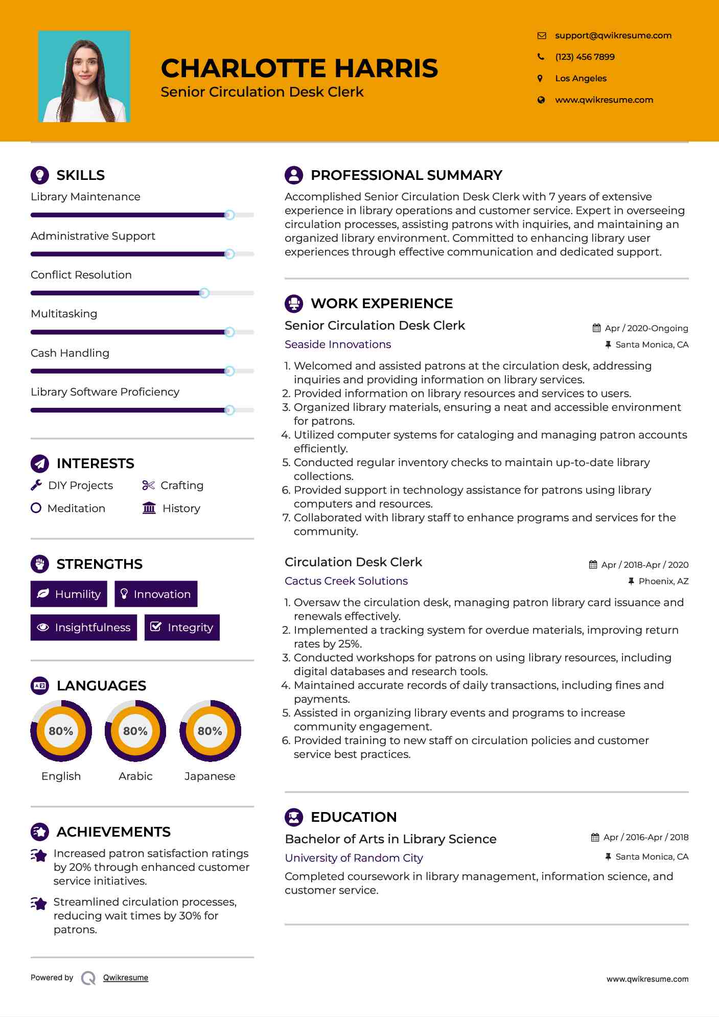 Senior Circulation Desk Clerk Resume Format