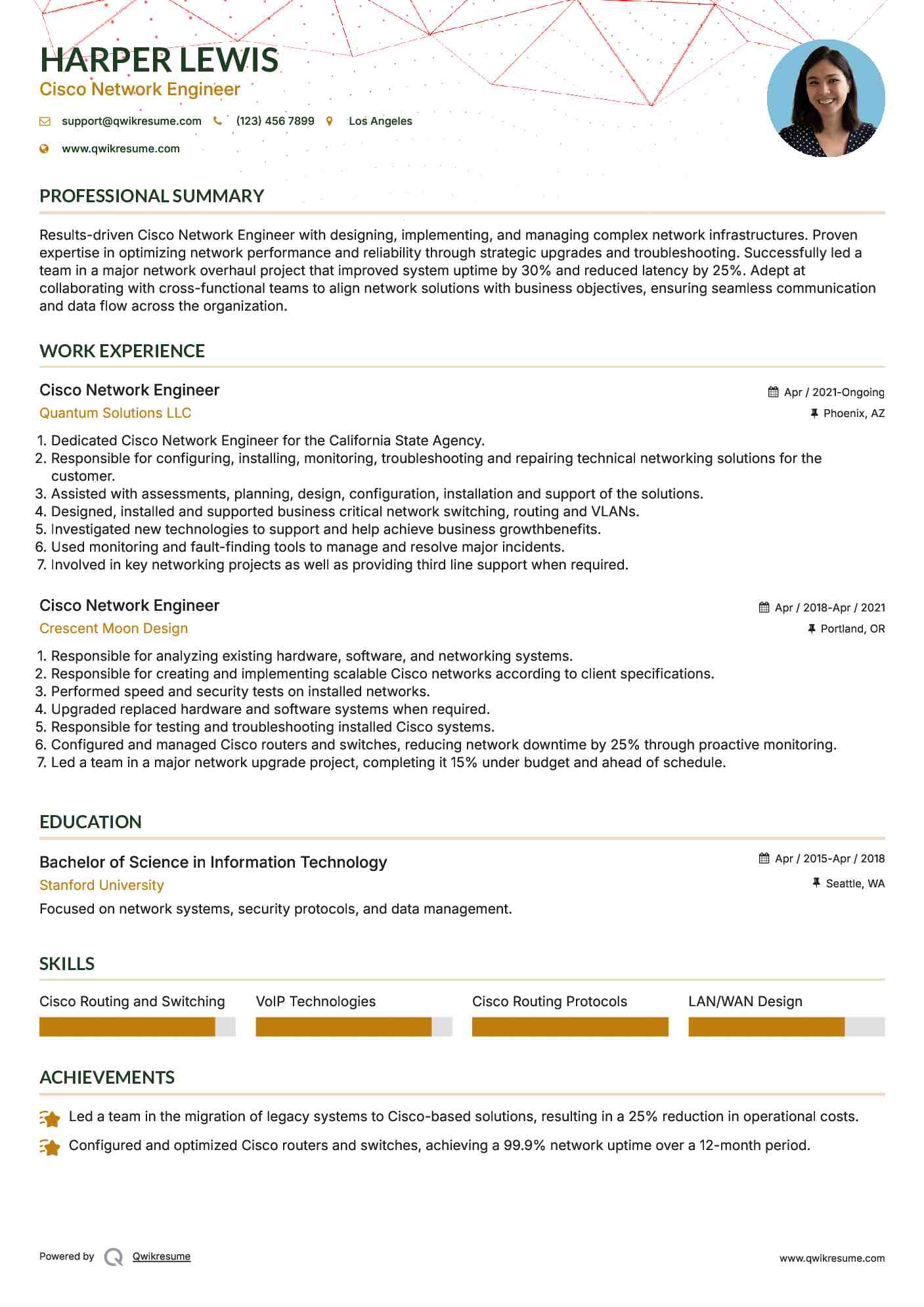 Cisco Network Engineer Resume Template