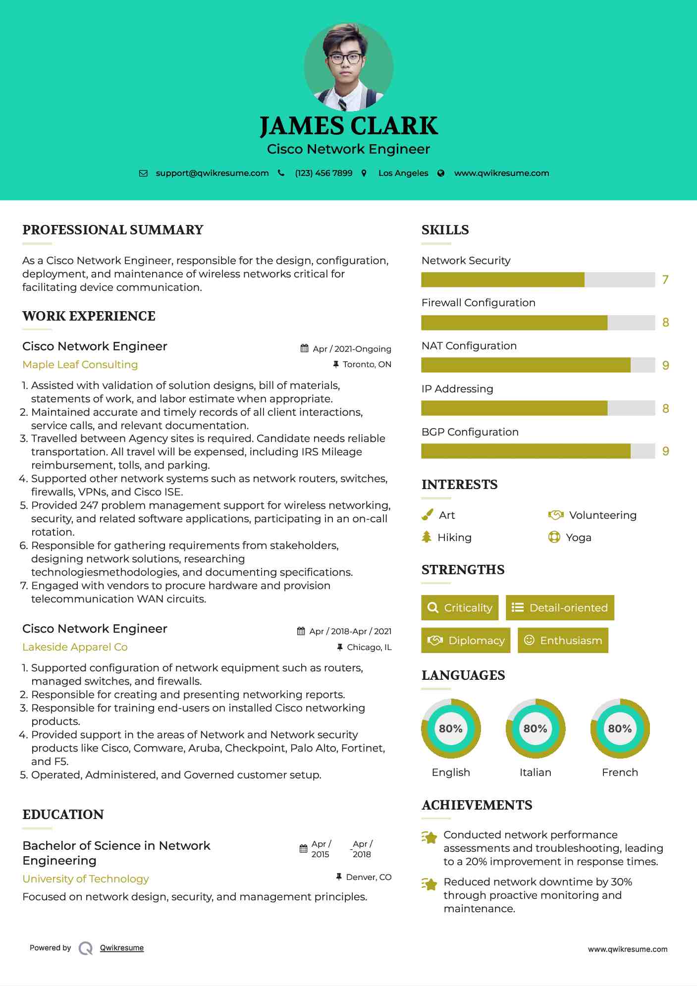Cisco Network Engineer Resume Template