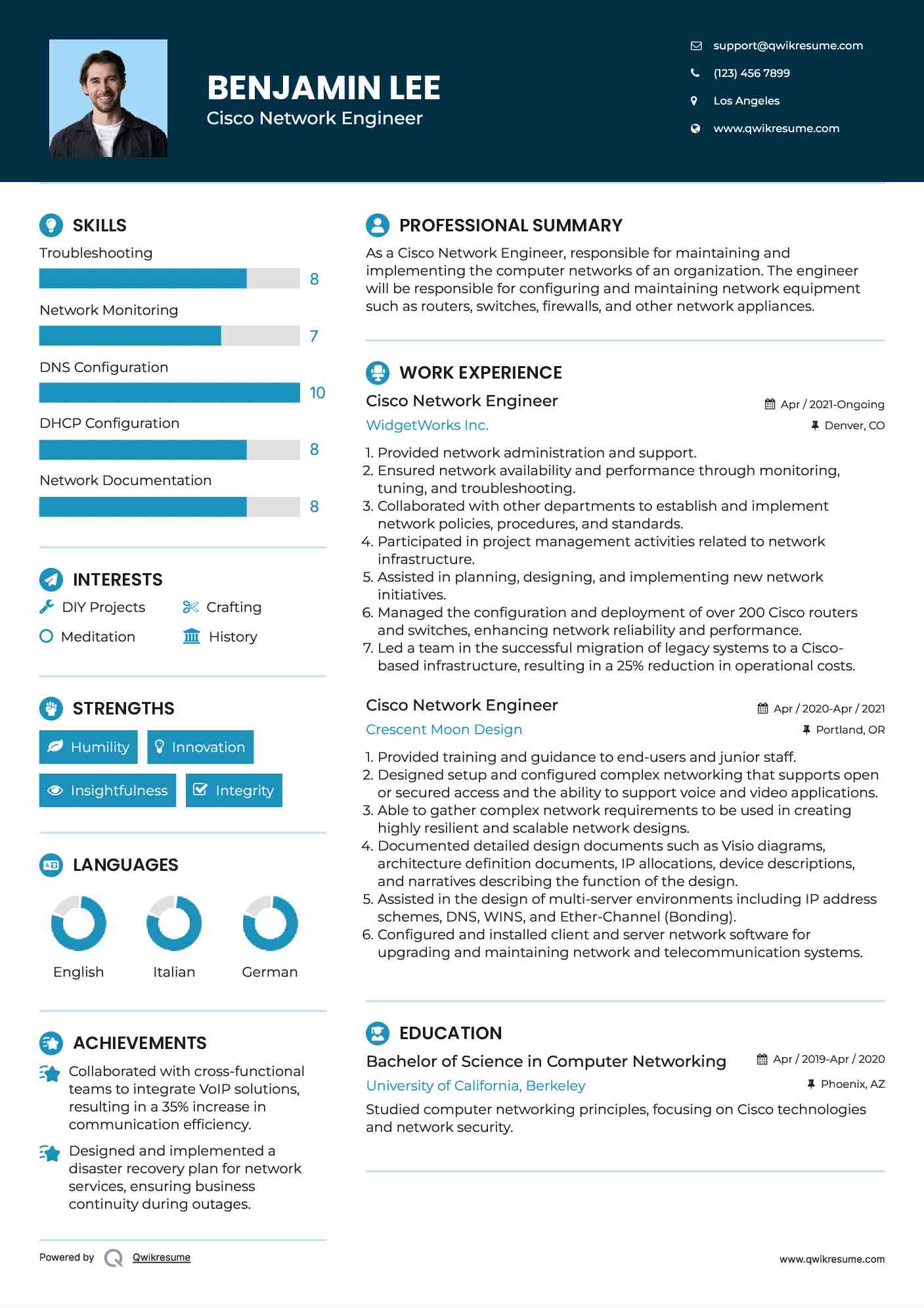 Cisco Network Engineer Resume Template