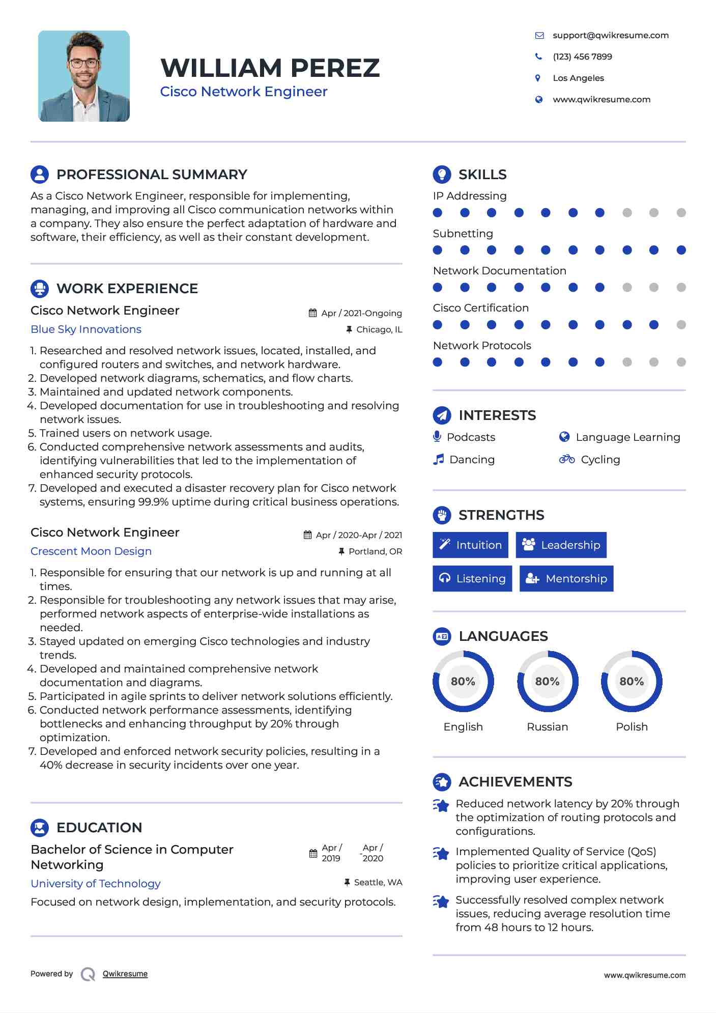Cisco Network Engineer Resume Template