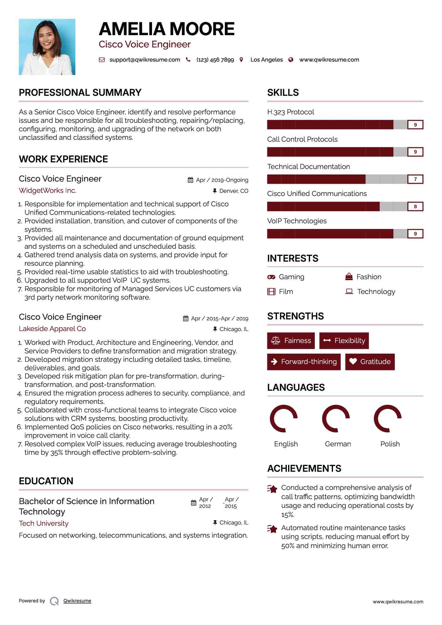 Cisco Voice Engineer Resume Template