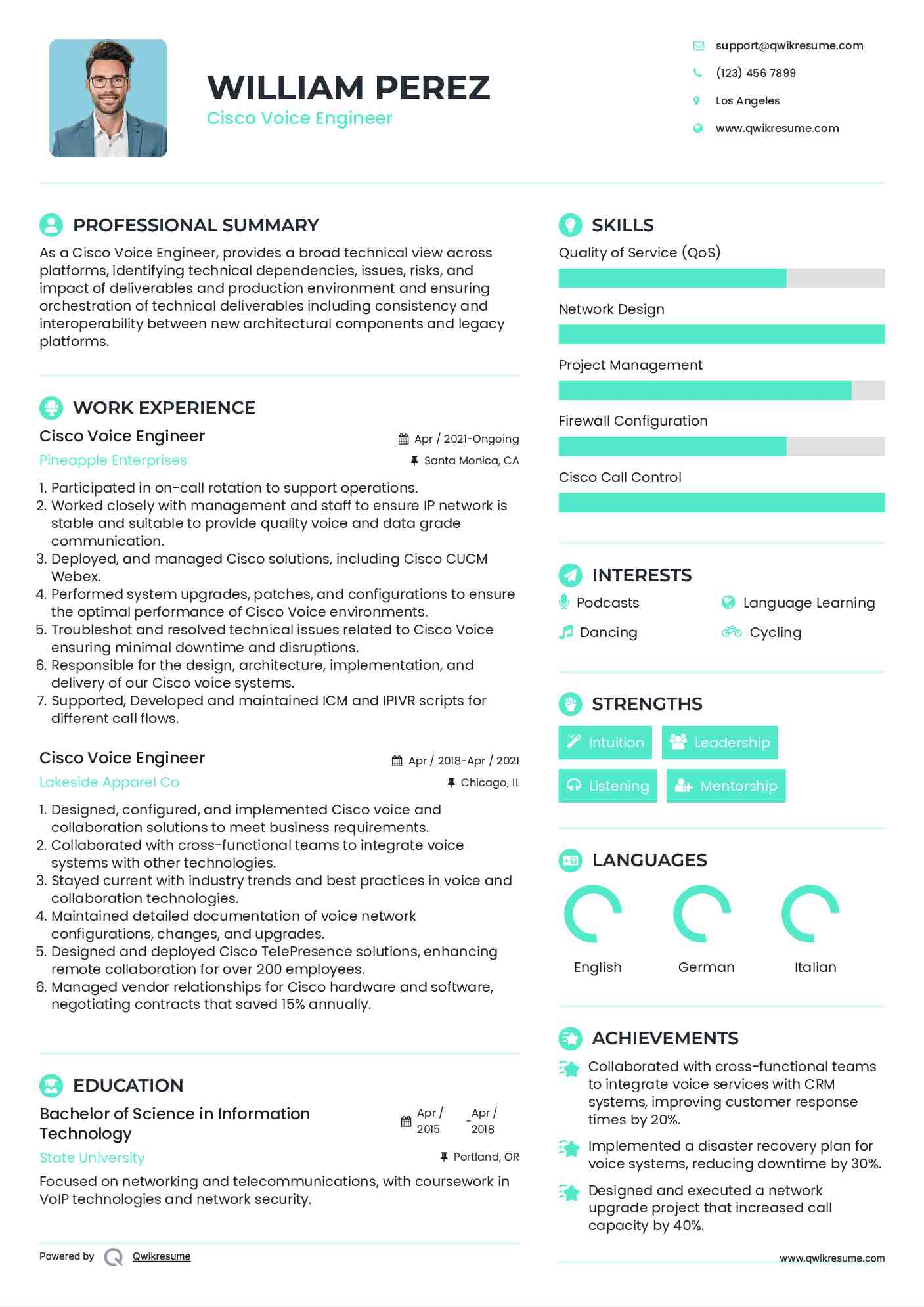 Cisco Voice Engineer Resume Format