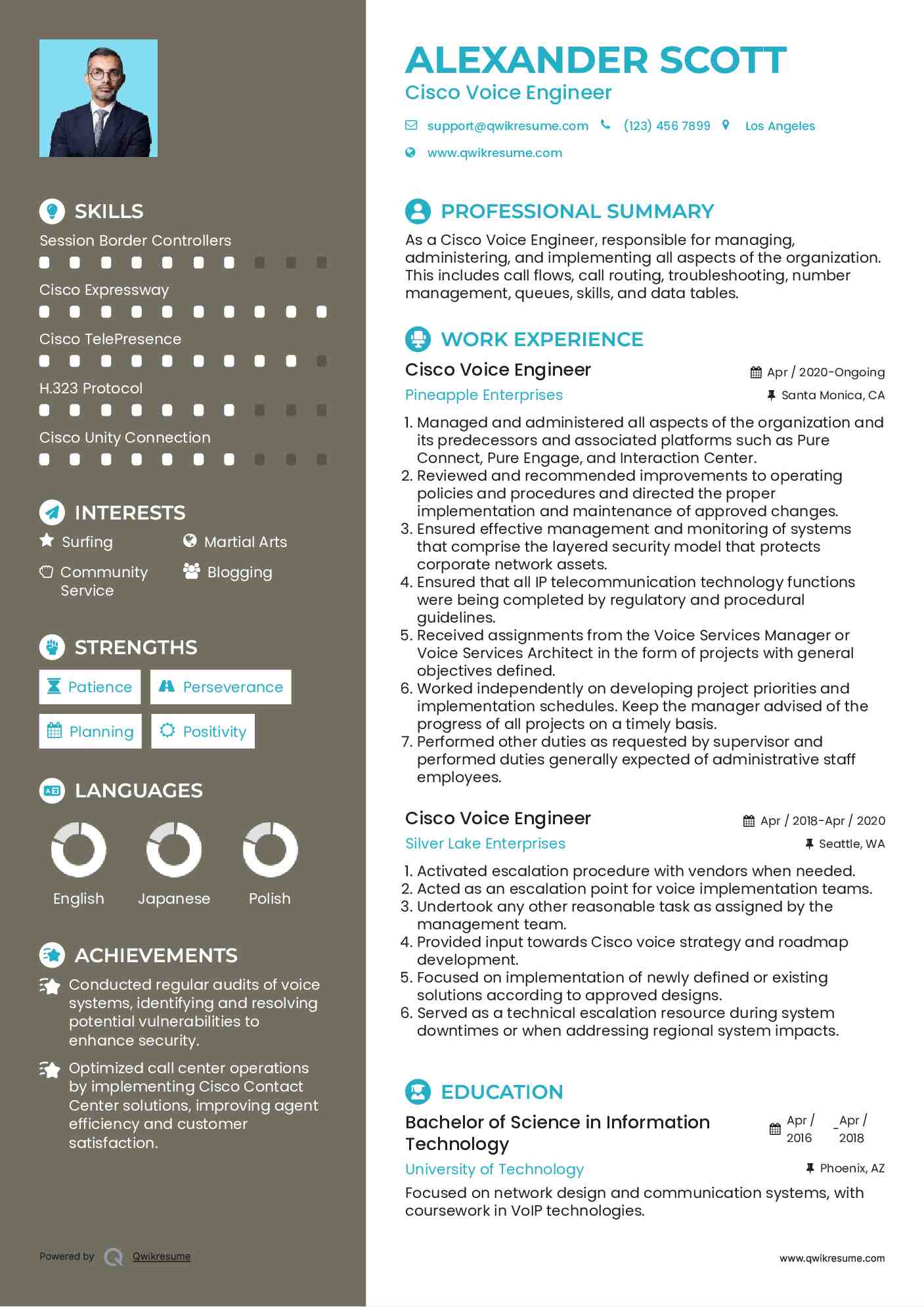 Cisco Voice Engineer Resume Format