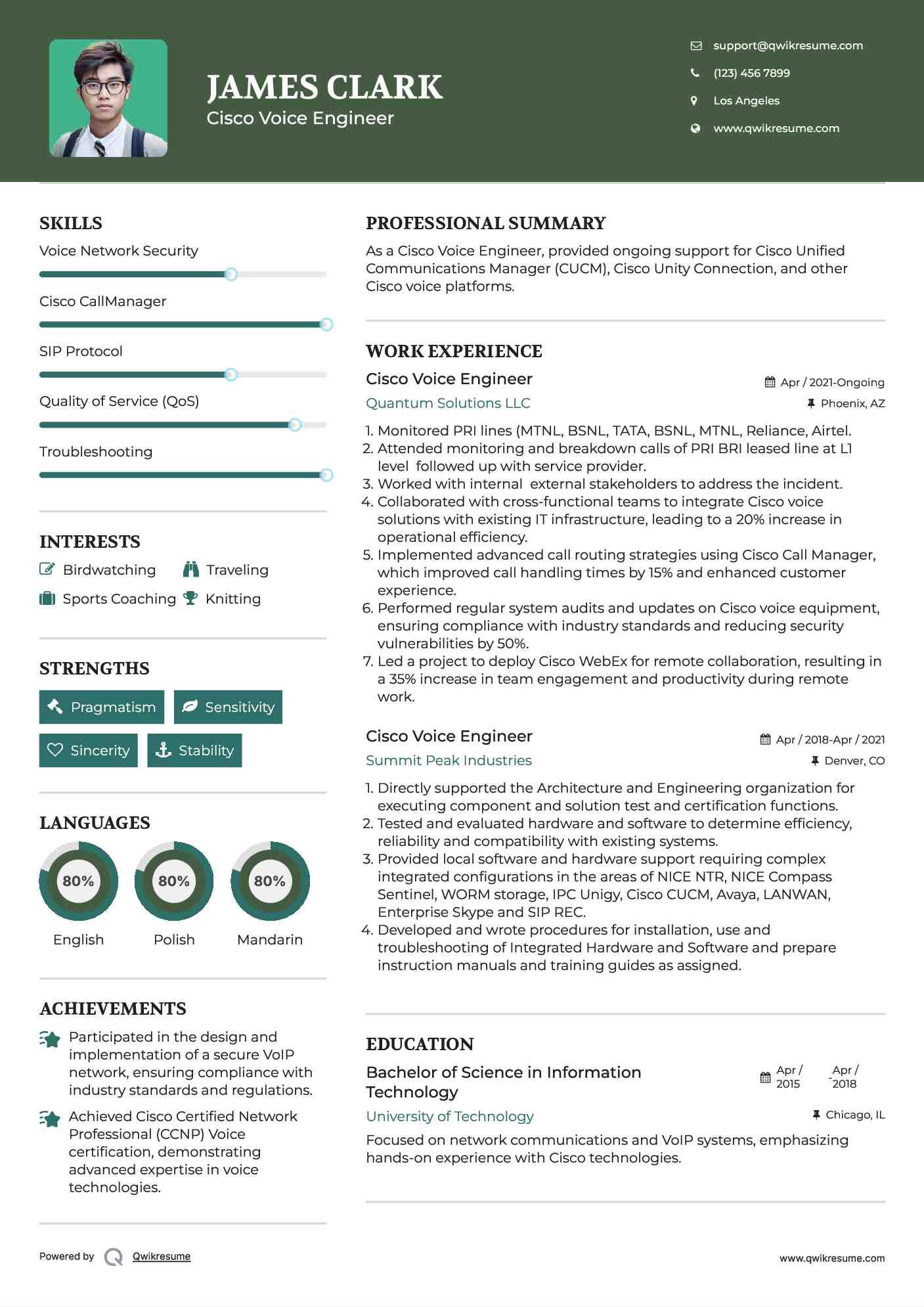 Cisco Voice Engineer Resume Template