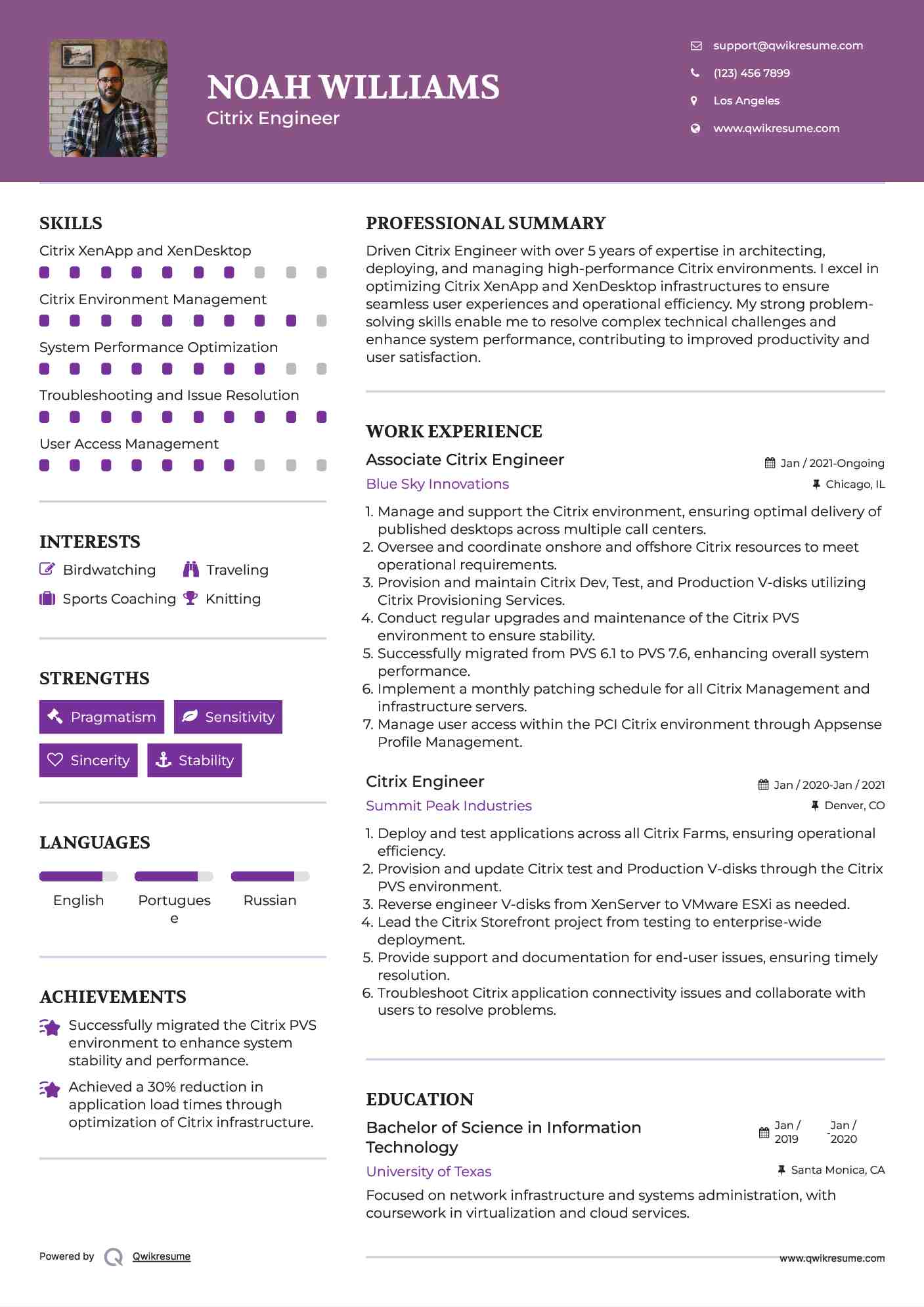 Associate Citrix Engineer Resume Template
