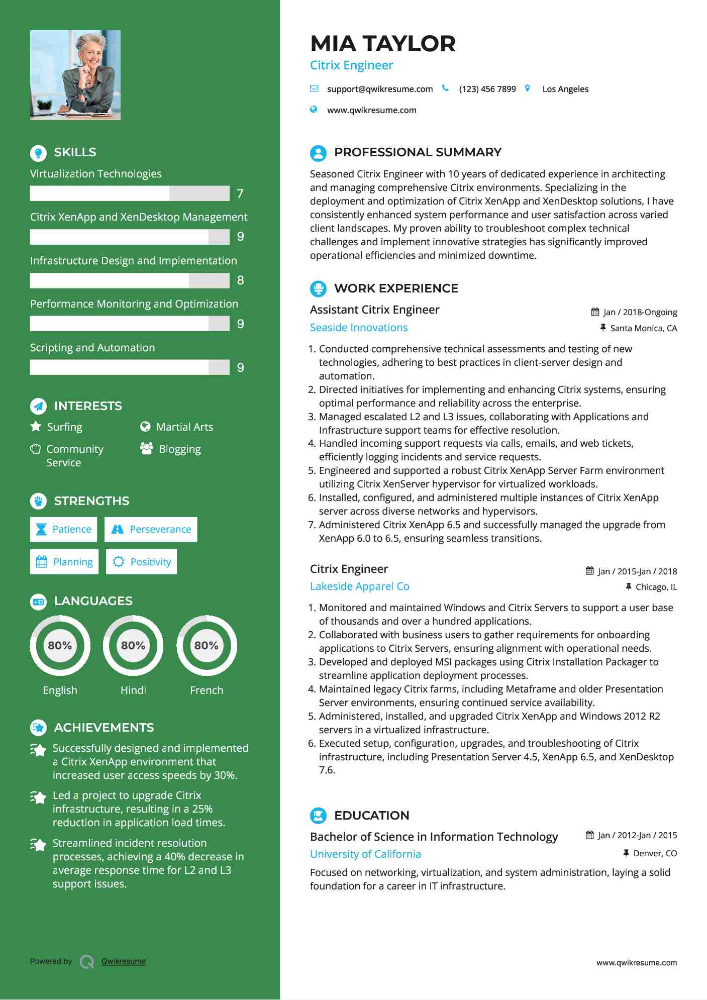 Assistant Citrix Engineer Resume Model