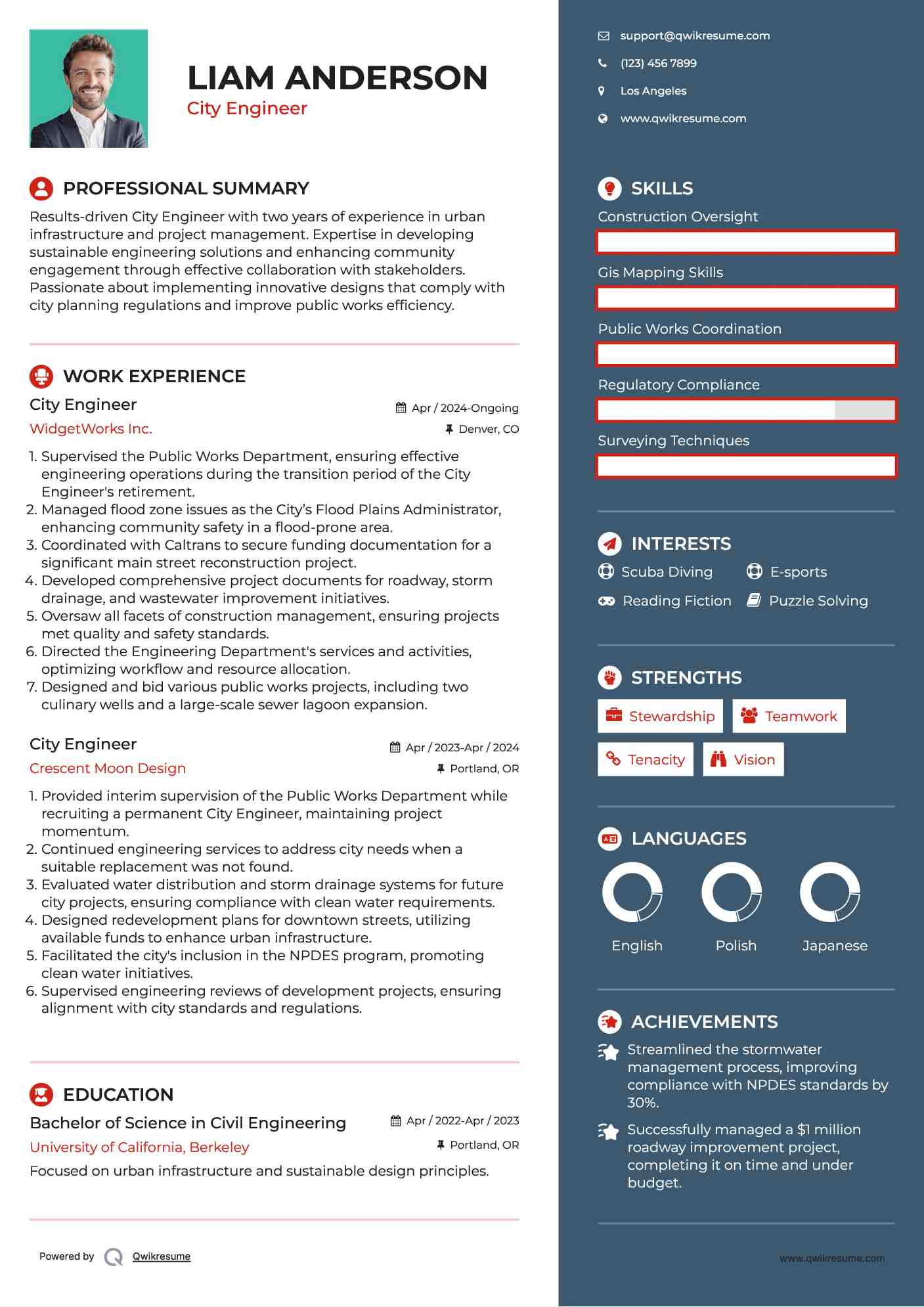 City Engineer Resume Format