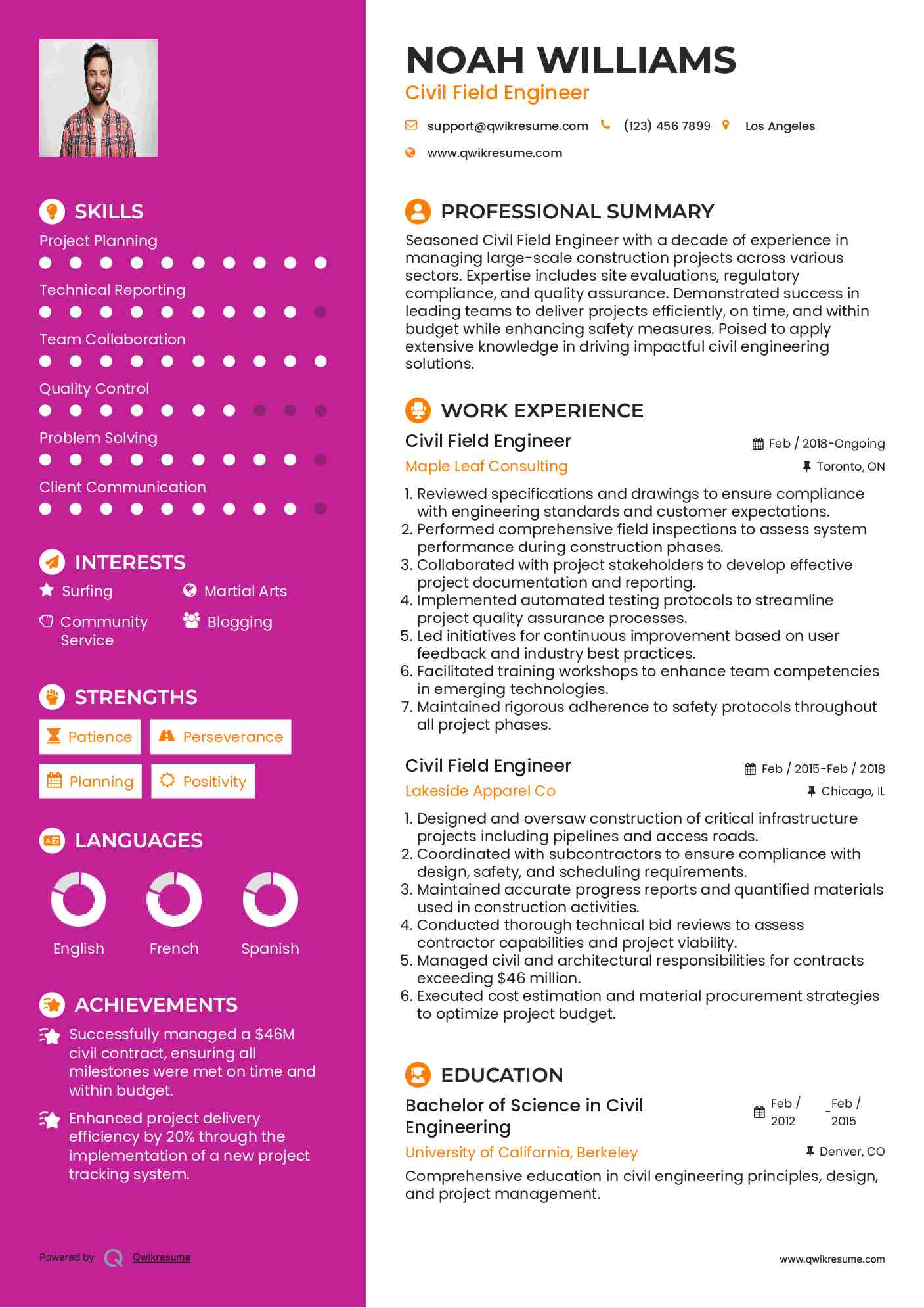 Civil Field Engineer Resume Model