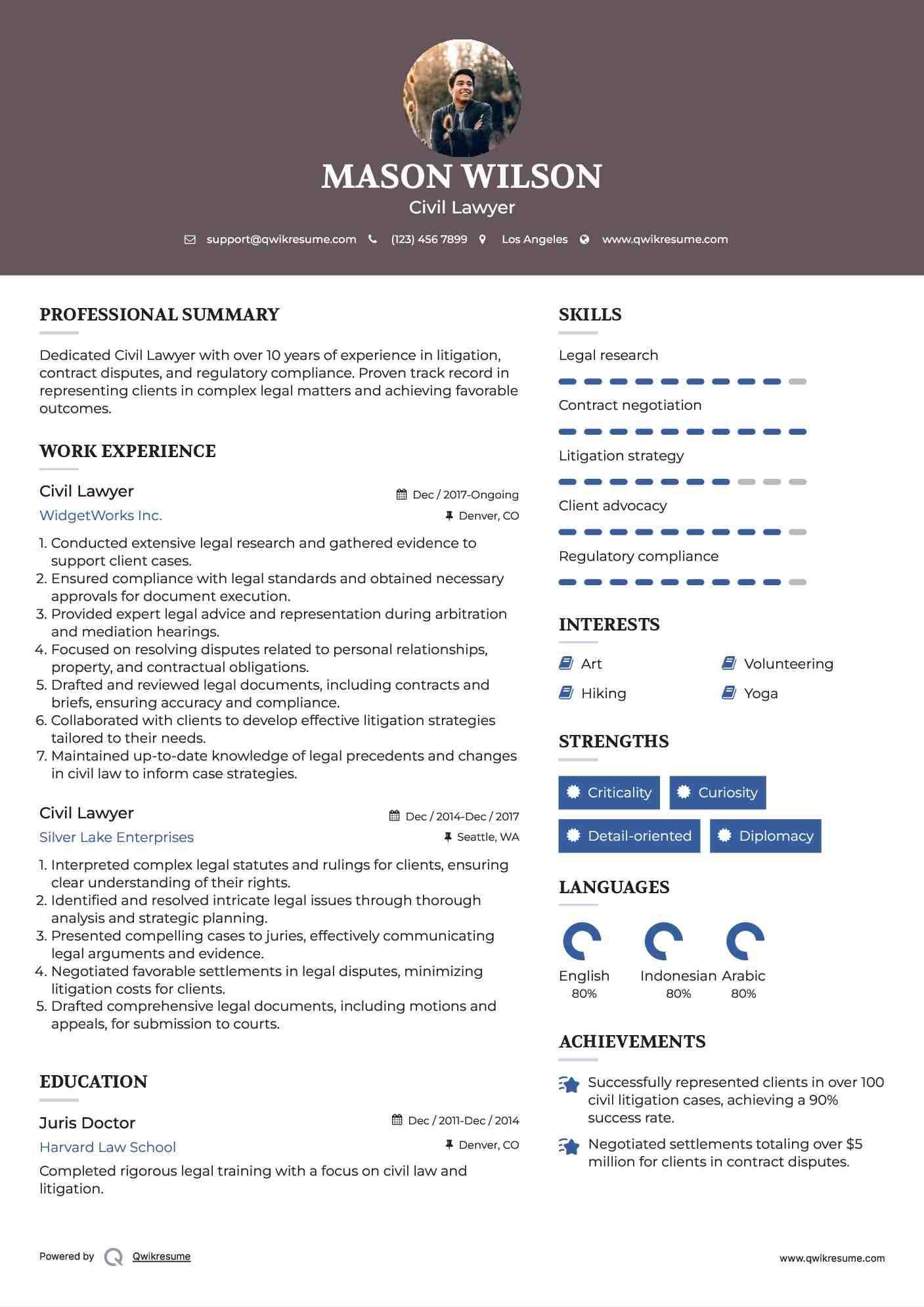 Civil Lawyer Resume Template