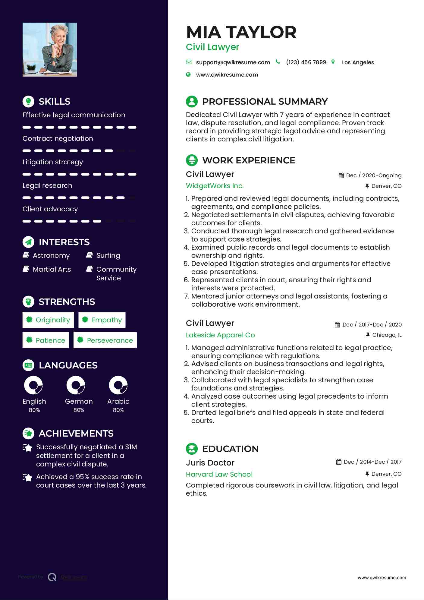 Civil Lawyer Resume Model