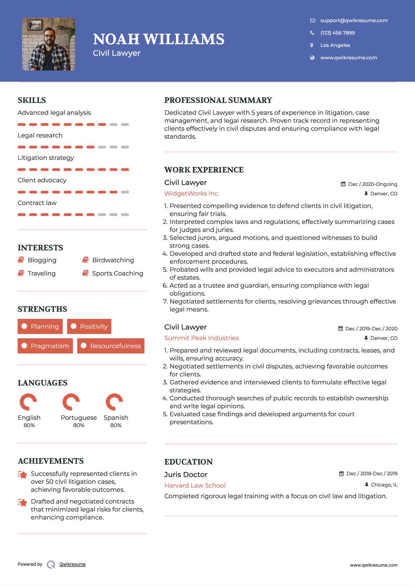Civil Lawyer Resume Template