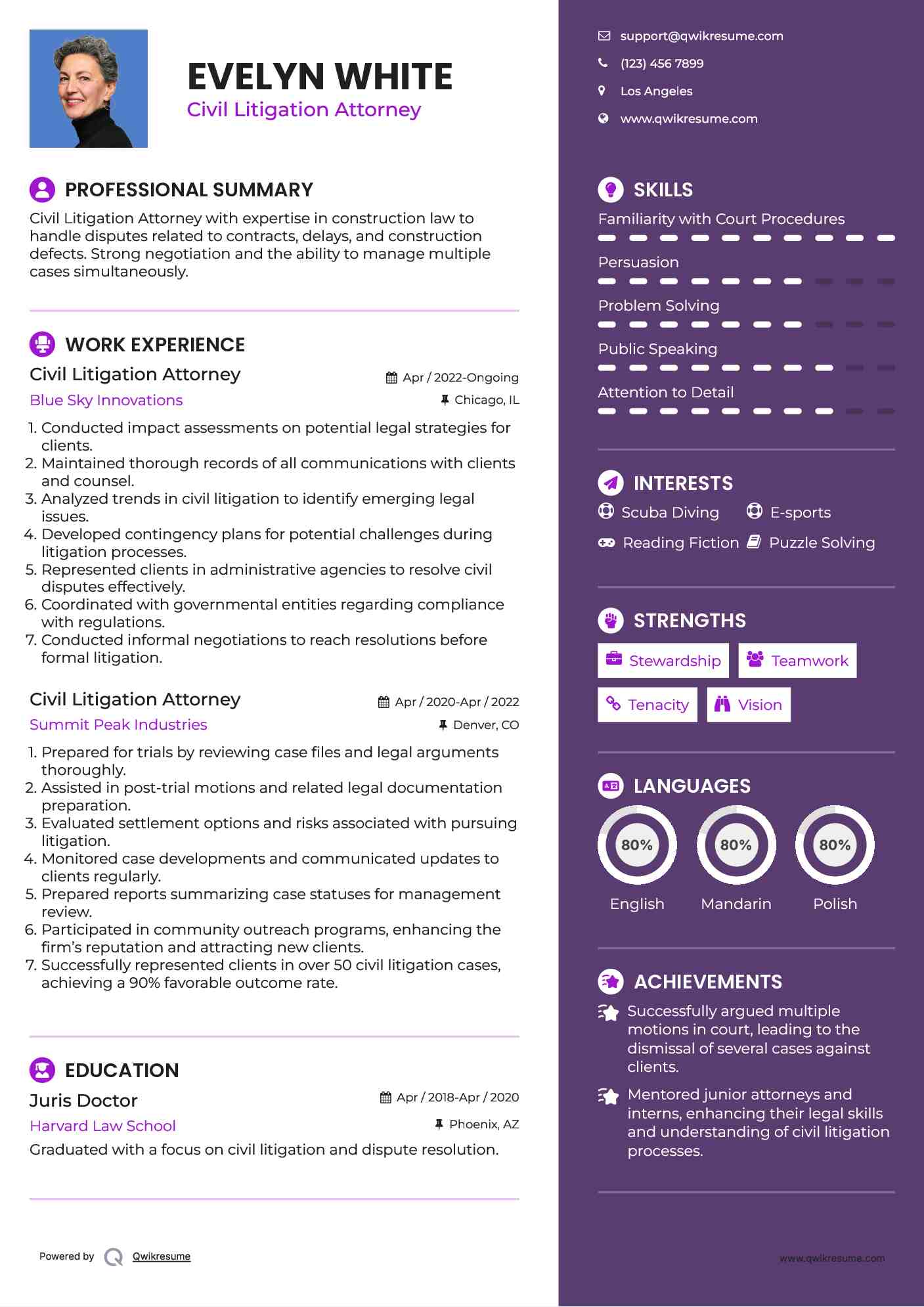 Civil Litigation Attorney Resume Example