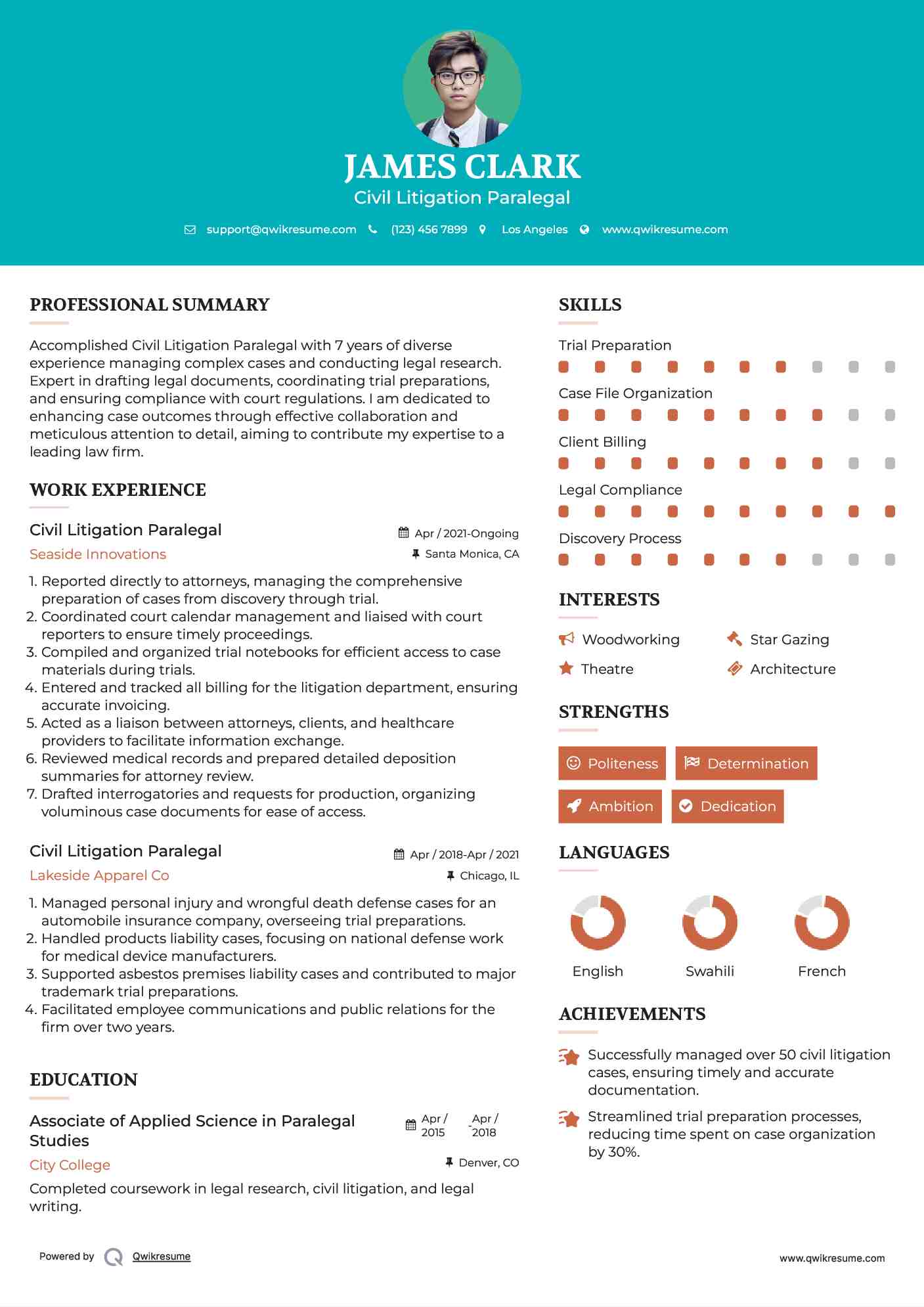 Civil Litigation Paralegal Resume Template