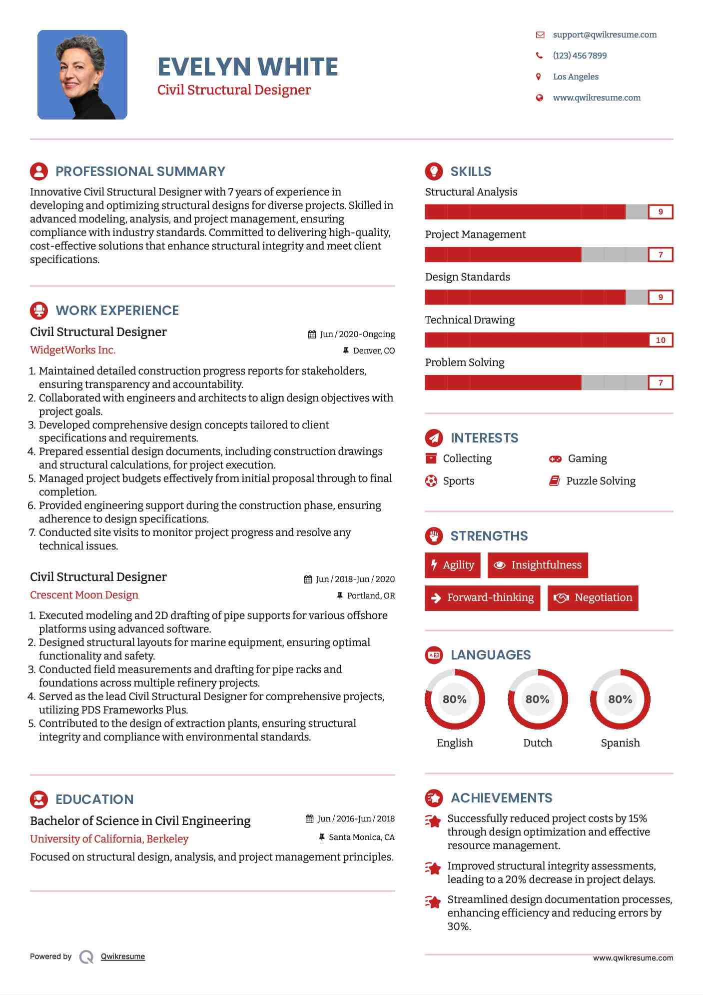 Civil Structural Designer Resume Format