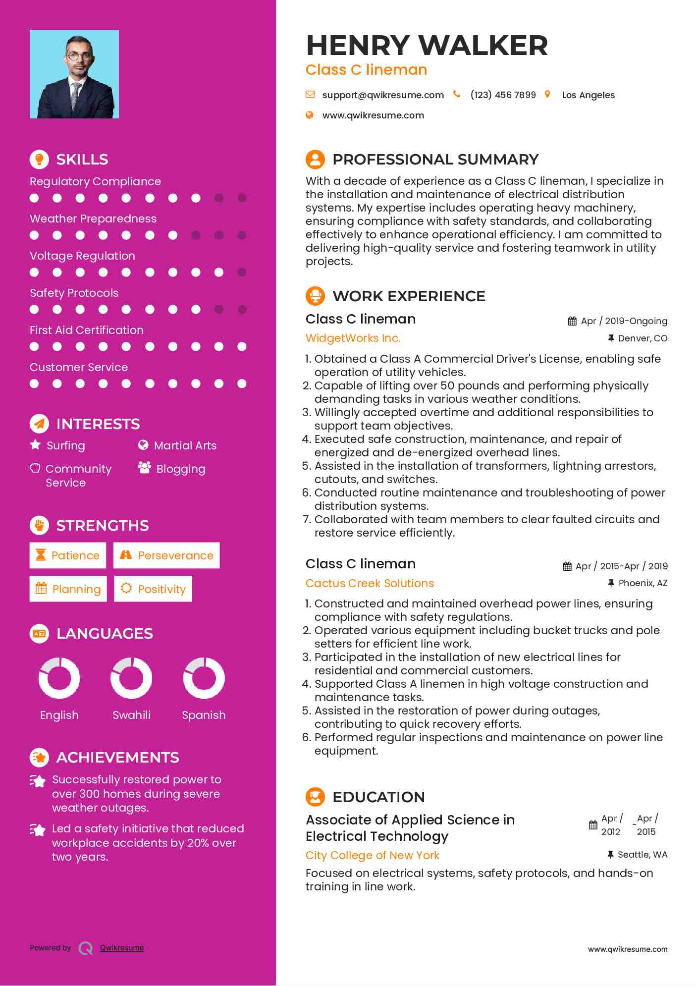 10  Class C lineman Resume Samples Templates for 2025 10  Class C lineman Resume Samples Templates for 2025