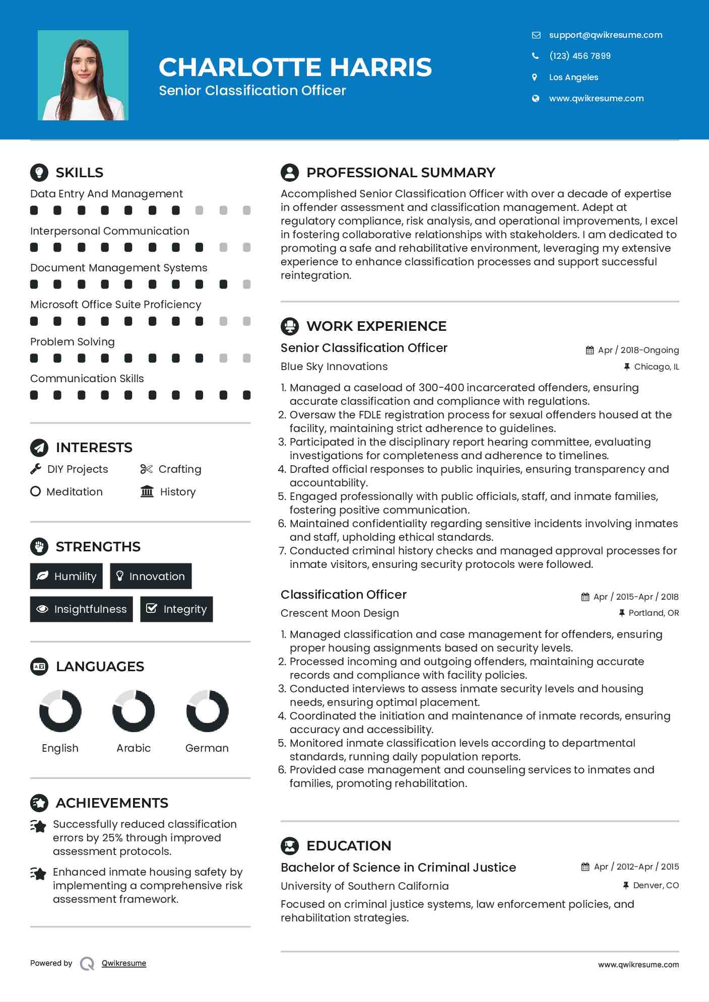 Senior Classification Officer Resume Format
