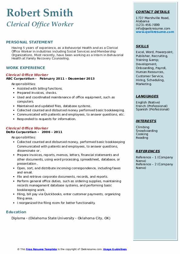 Clerical Office Worker Resume Samples - Clerical Office Worker 1613654431 Pdf 