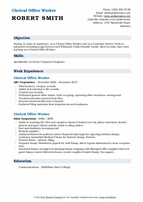 Clerical Office Worker Resume Samples - Clerical Office Worker 1613654474 Pdf 