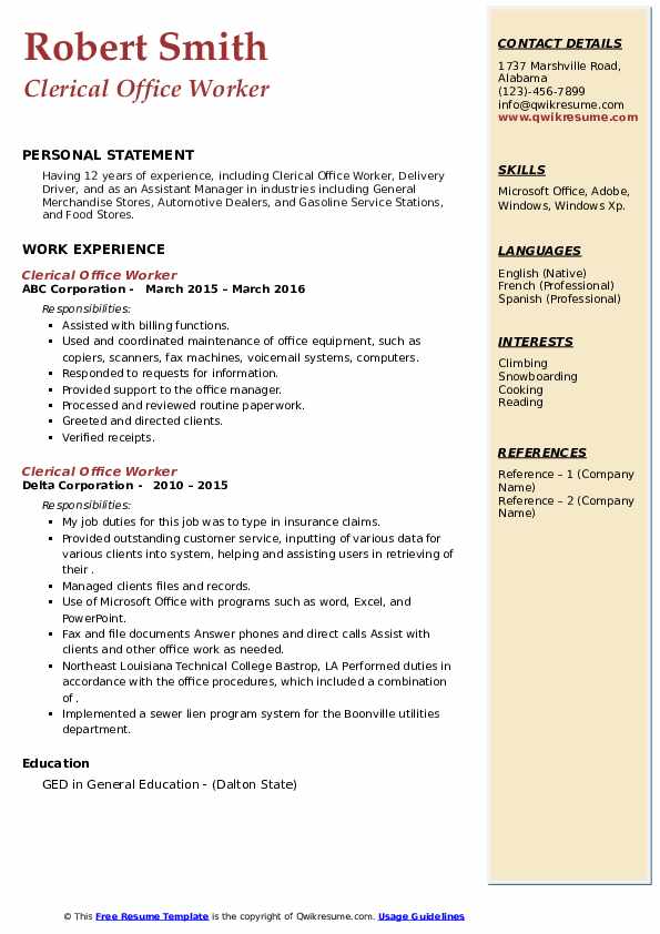 Clerical Office Worker Resume Samples - Clerical Office Worker 1613654554 Pdf 