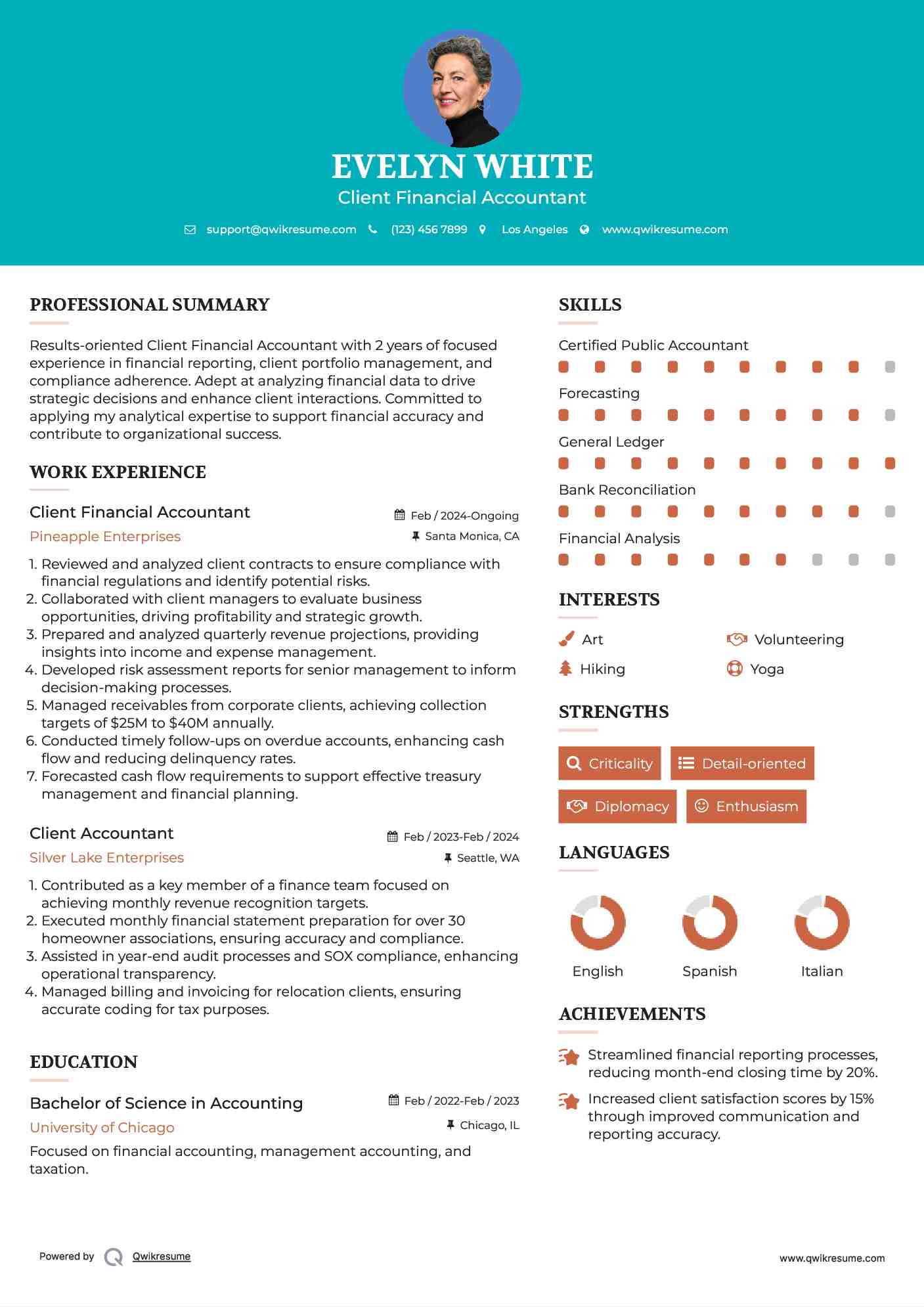 Client Financial Accountant Resume Template