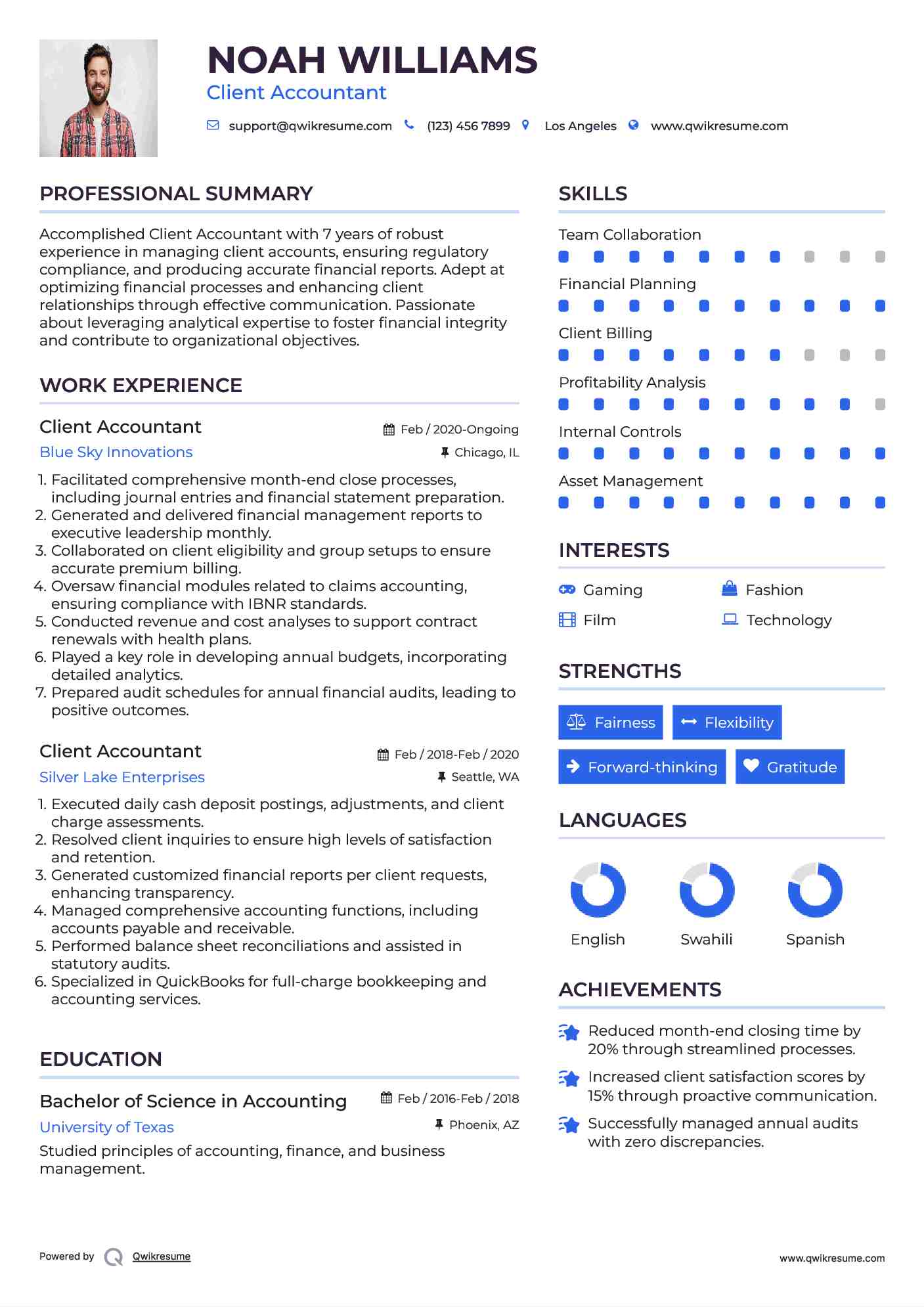 Client Accountant Resume Template