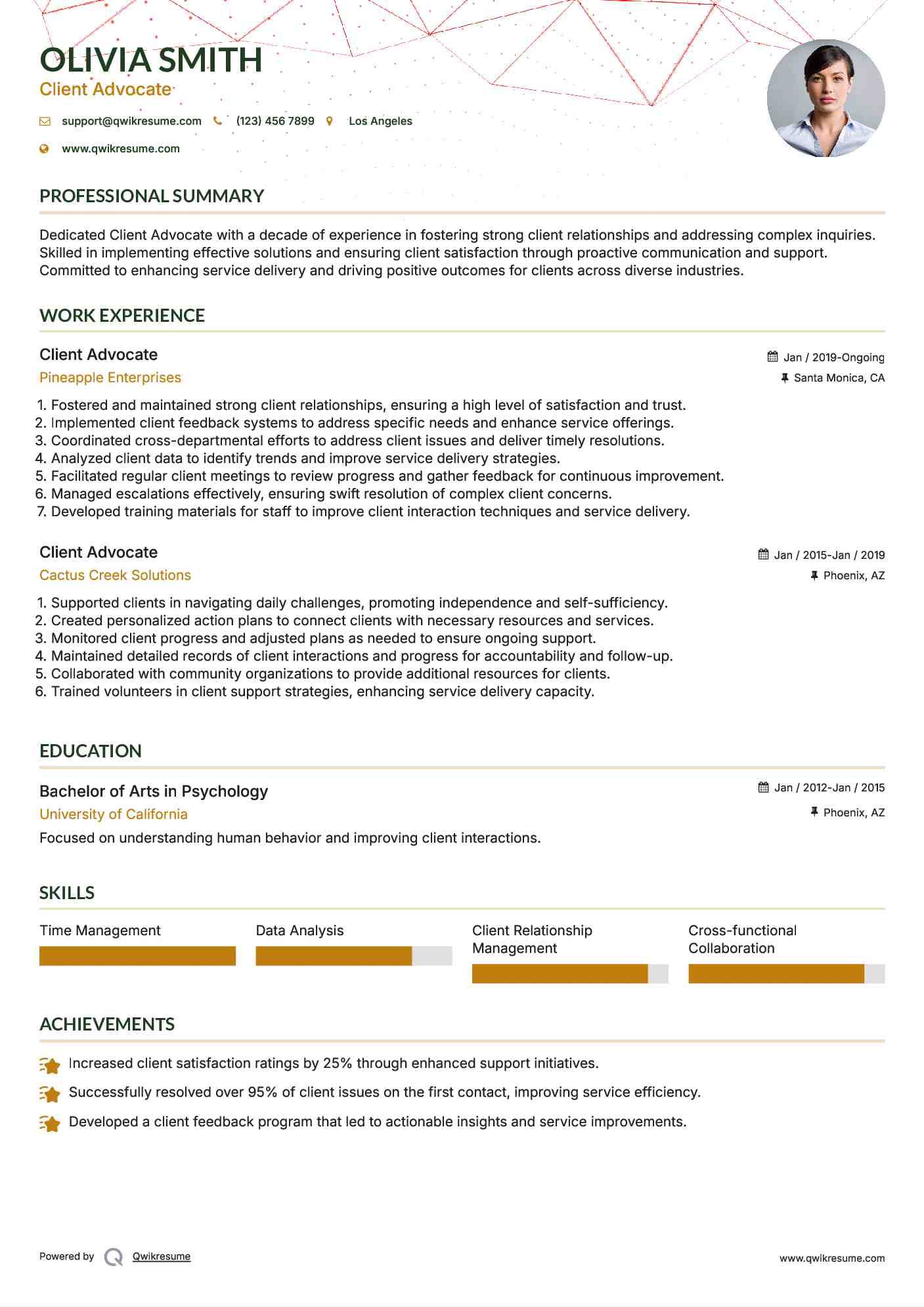 Client Advocate Resume Template
