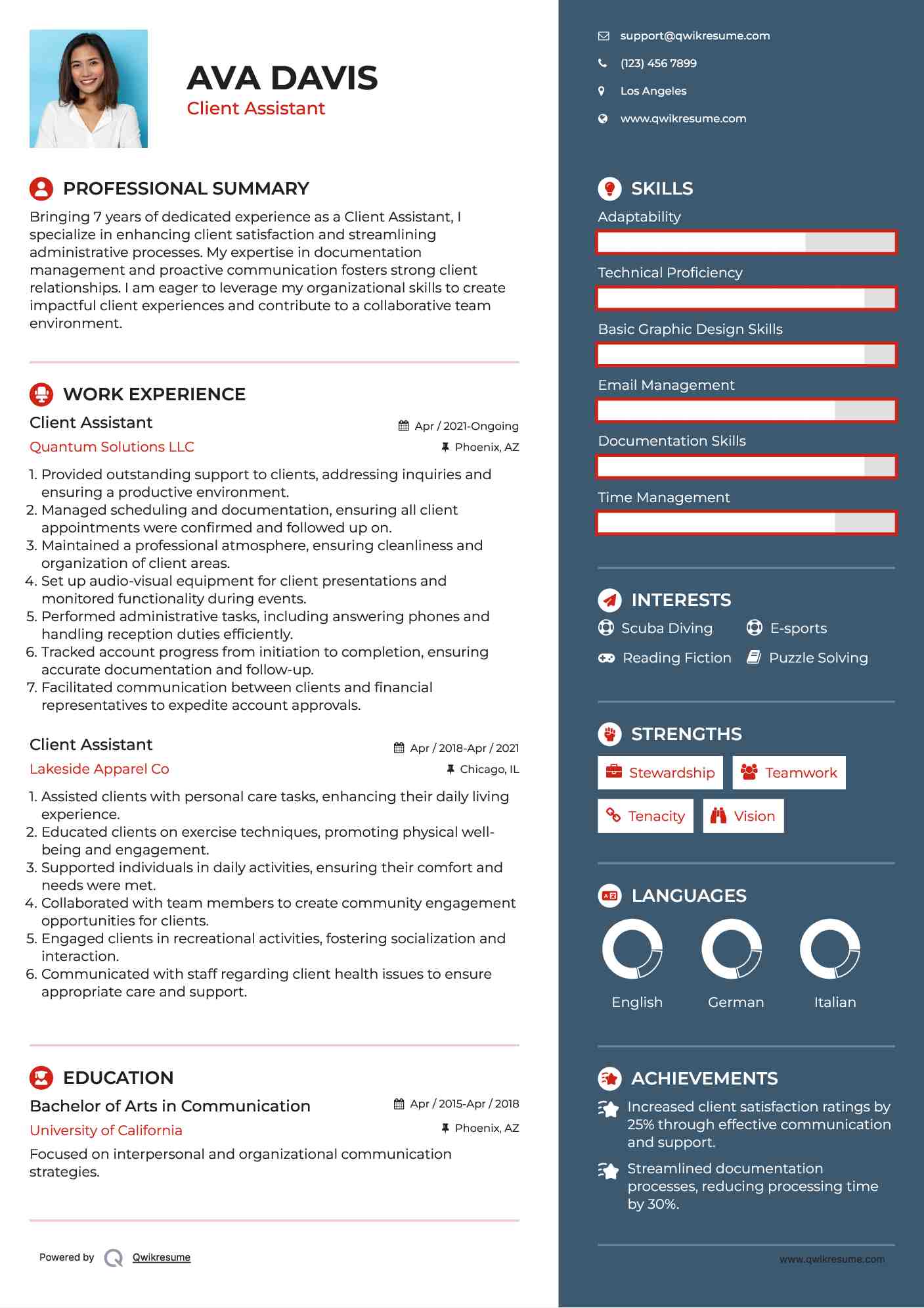 Client Assistant Resume Format