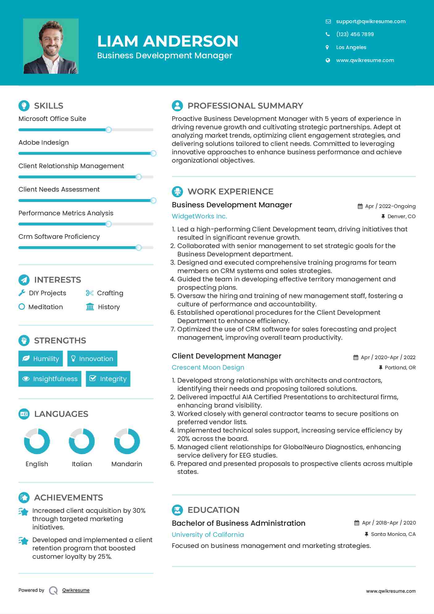 Business Development Manager Resume Template