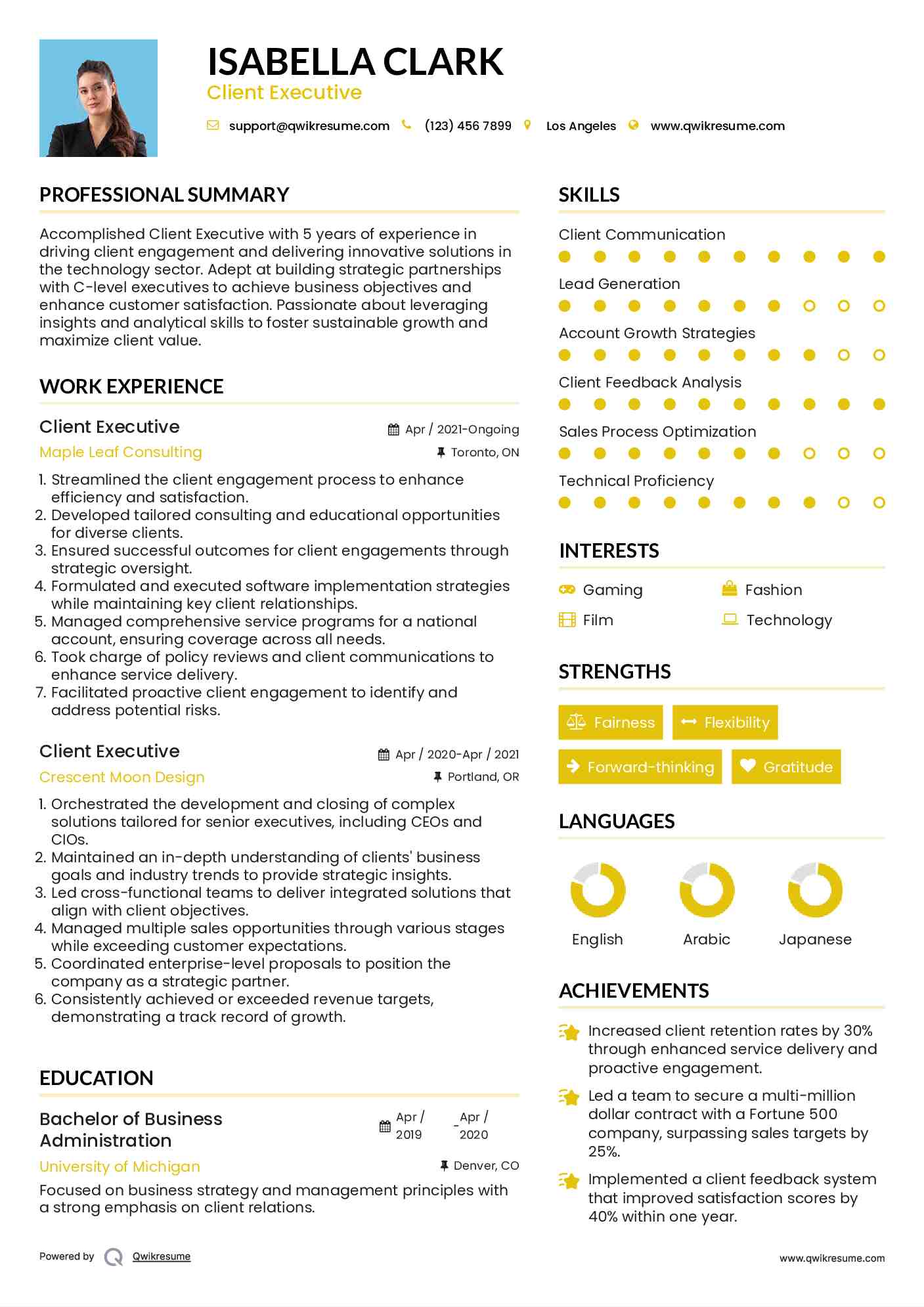 Client Executive Resume Template