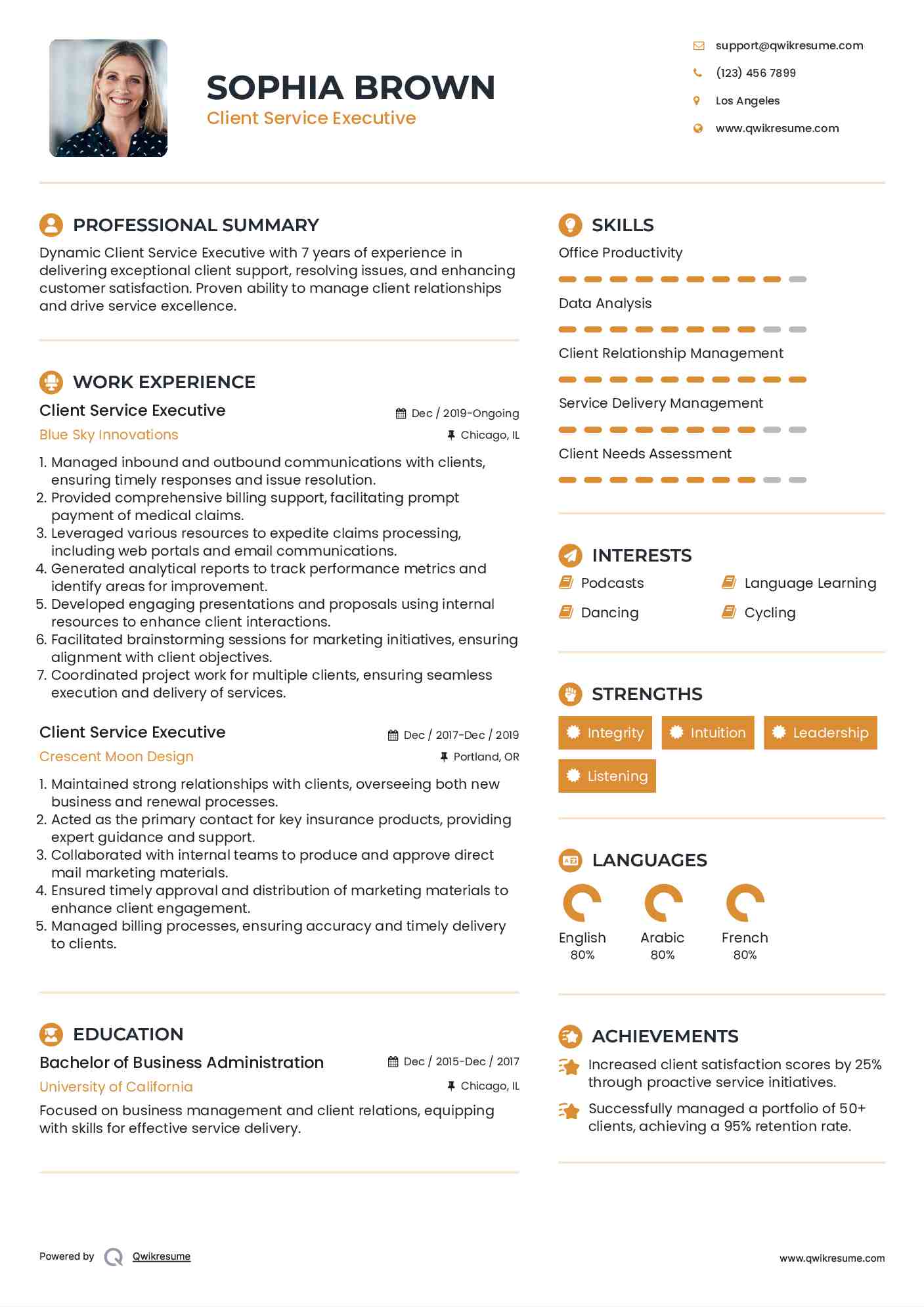 Client Service Executive Resume Format